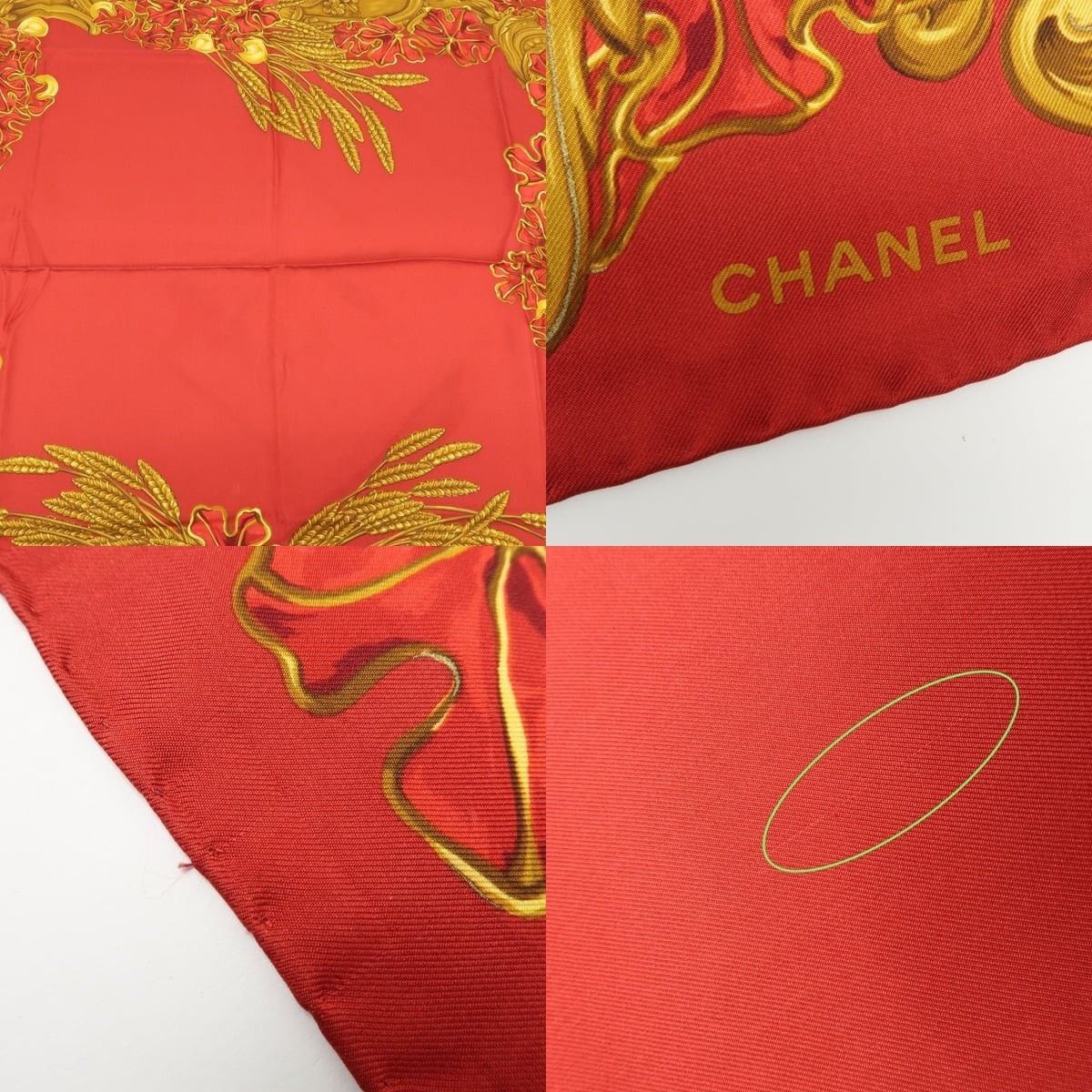 Chanel Chanel Floral Motif Silk Scarf Red Size ONE SIZE - 4 Thumbnail