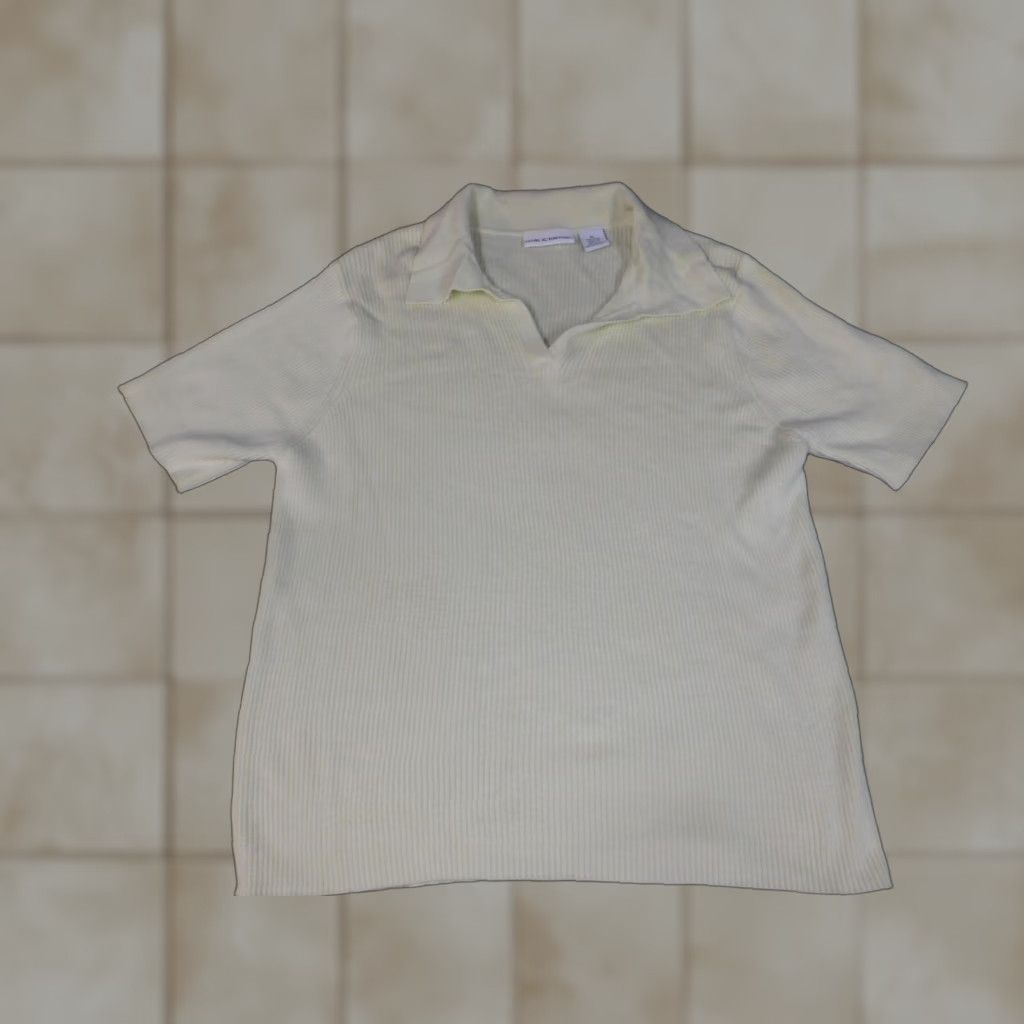 Croft & Barrow Croft & Barrow Womens Blouse XL Yellow Short Sleeve Pullover Stretch Collared Nylon Rayon Casual Size XL / US 12-14 / IT 48-50 - 1 Thumbnail