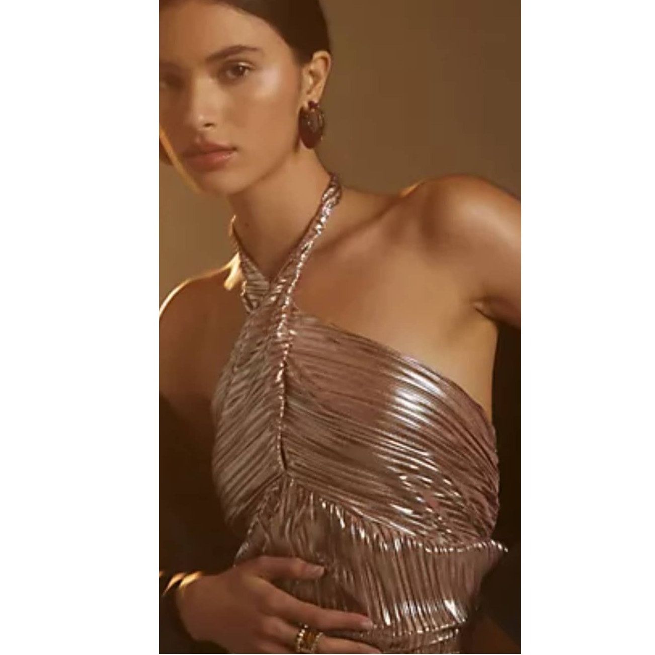 Anthropologie New Monte Shimmer V-Neck Tank $170 SMALL Rose Gold Size S / US 4 / IT 40 - 6 Thumbnail