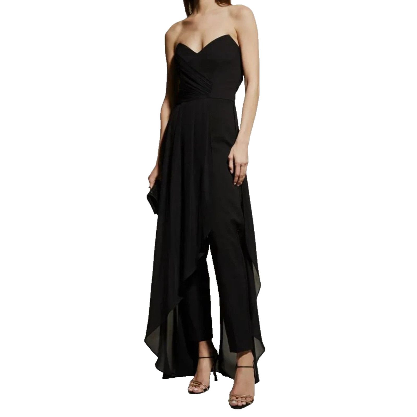Nicole Miller NICOLE MILLER Black Silk Blend Strapless Jumpsuit Sz 2 $395 Size 26" / US 2 / IT 38 - 2 Thumbnail