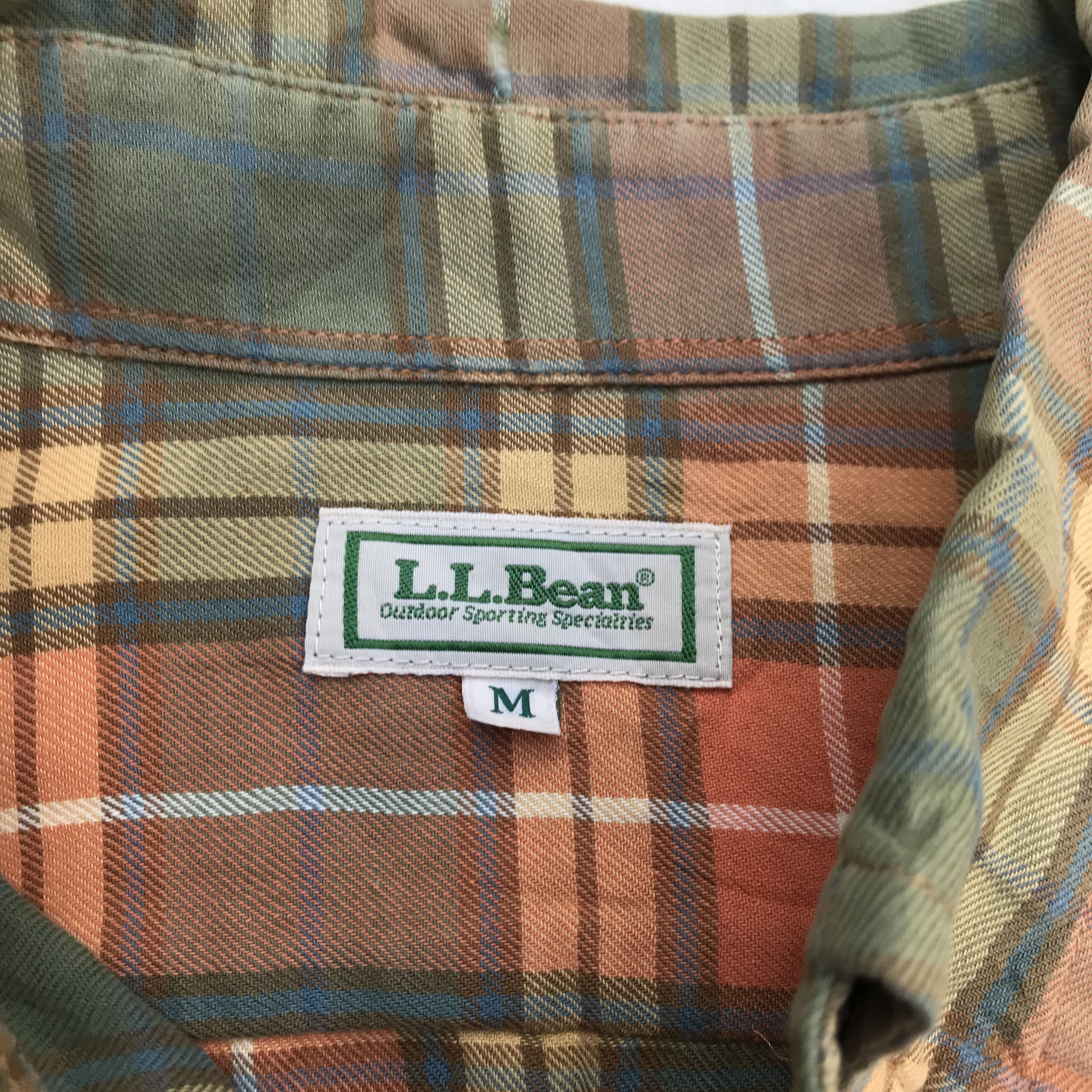 L.L. Bean Vintage LL Bean Summer Shirt Green orange long sleeves butt Size US M / EU 48-50 / 2 - 13 Thumbnail