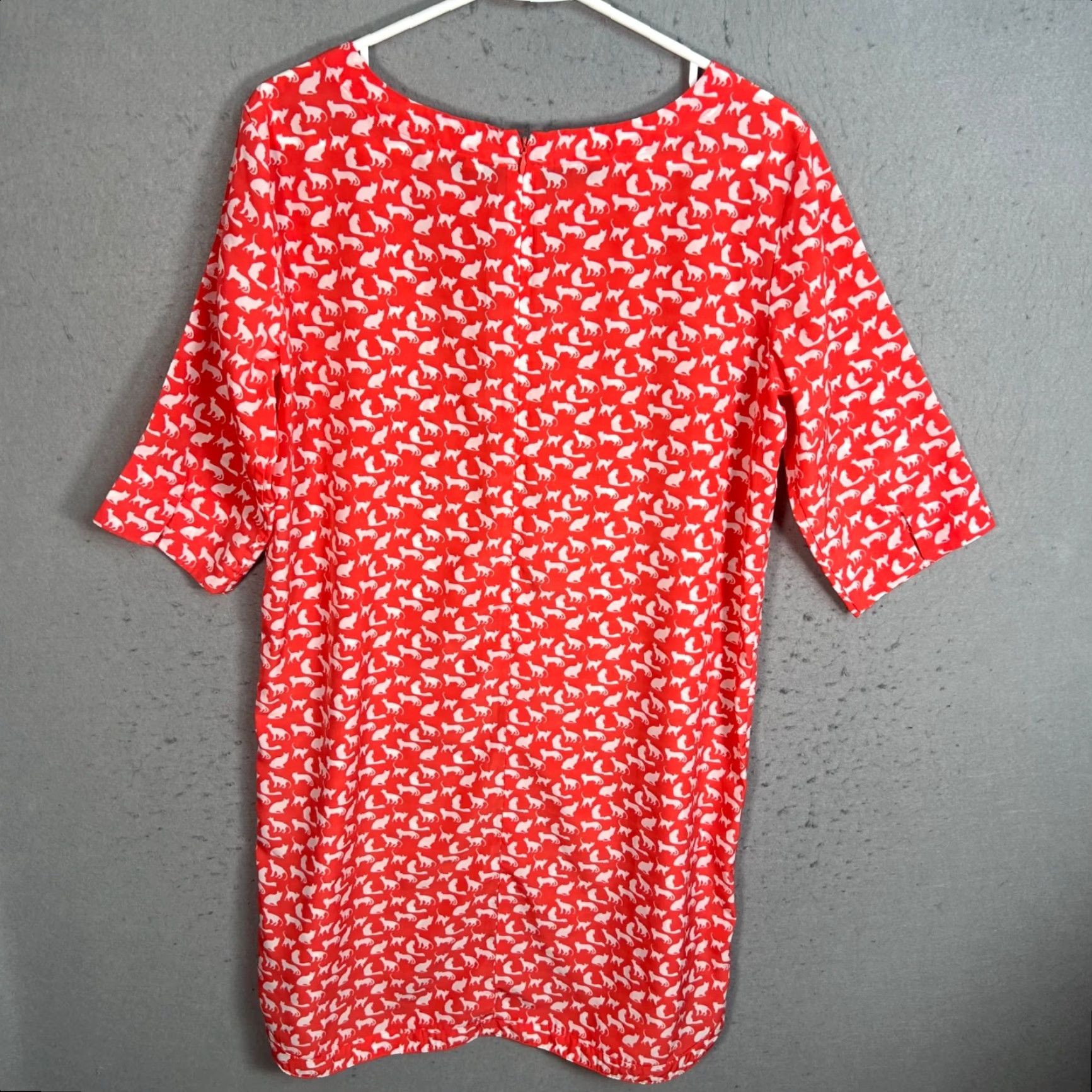 Gap Gap Cat Print Dress Womens Medium Red & White Pockets Knee Length Shift Size M / US 6-8 / IT 42-44 - 2 Thumbnail