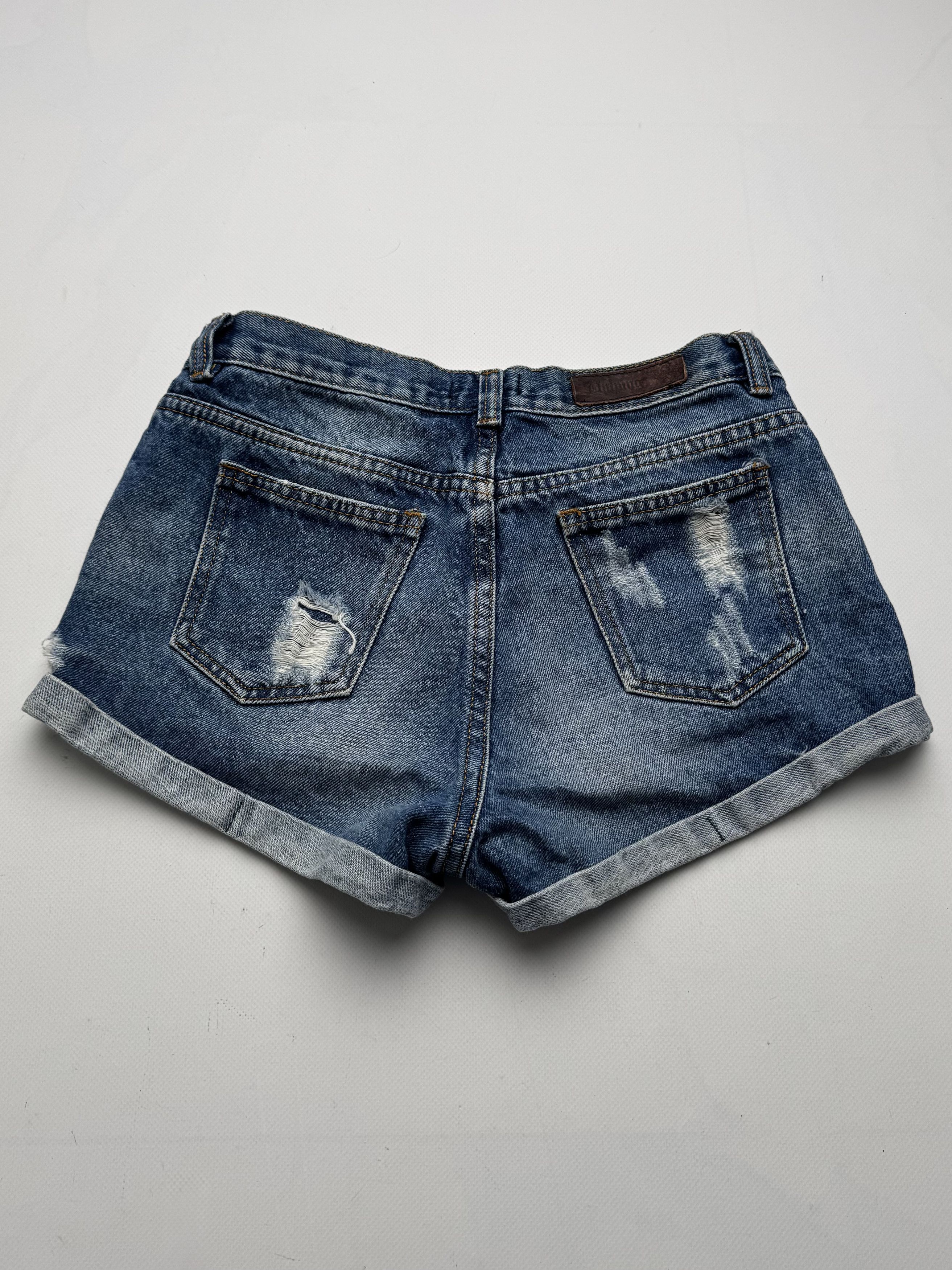 Vintage Vintage Denim Shorts Distressed Patchwork Cuffed Low Rise E2 Size 27" / US 4 / IT 40 - 6 Thumbnail
