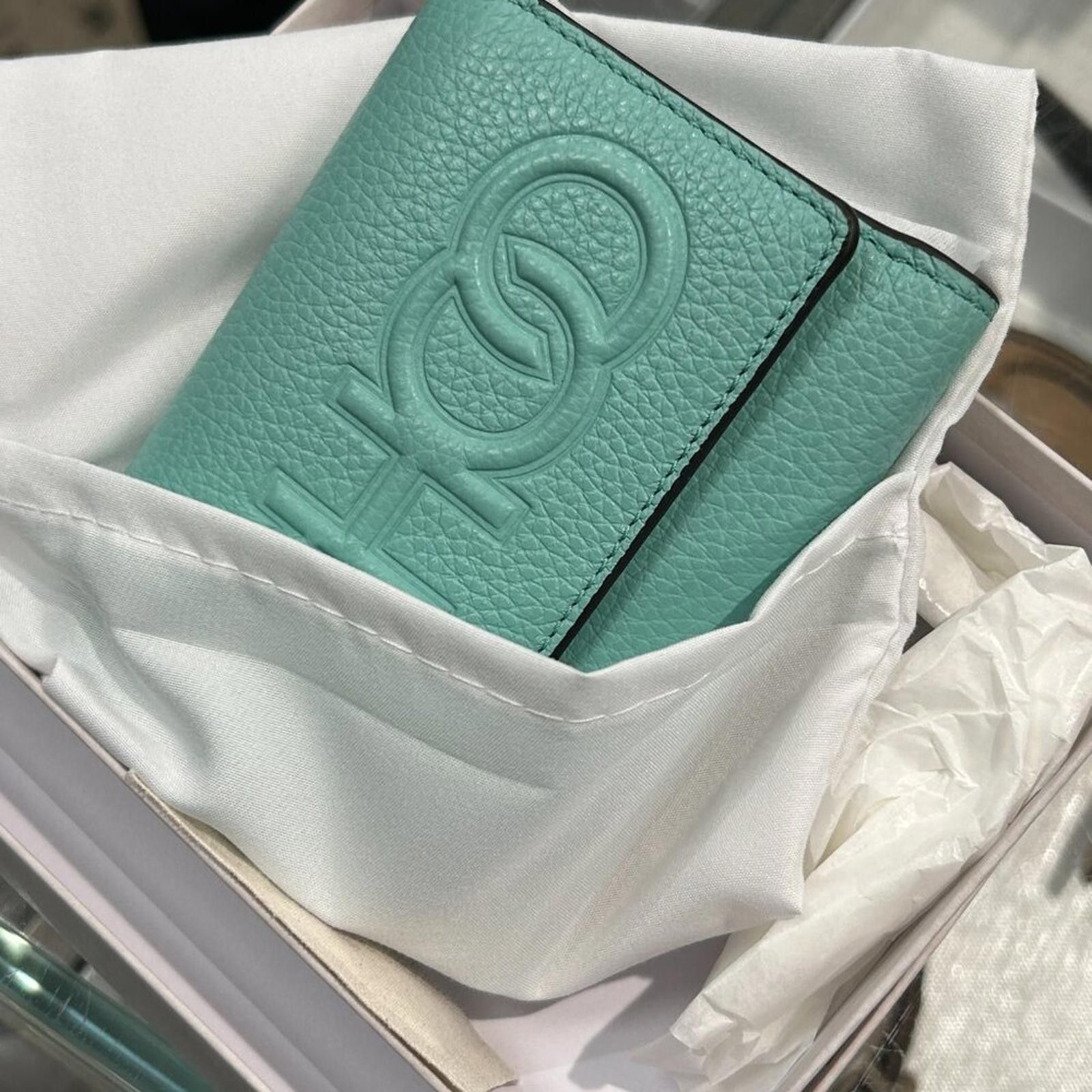 Jimmy Choo NWT Jimmy Choo Loni Embossed Jade Leather Trifold Wallet Size ONE SIZE - 6 Thumbnail