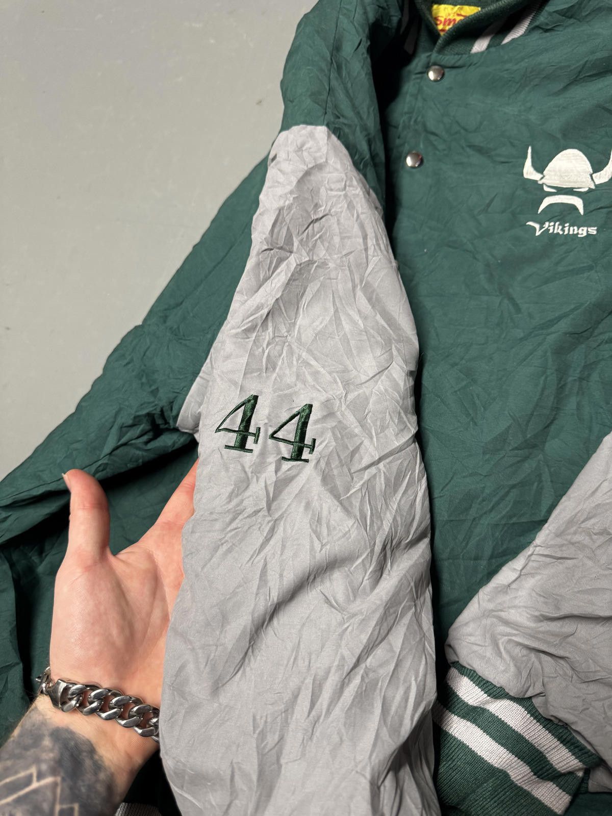 Designer Vintage Vikings Coated Jacket - Green/Grey Size US L / EU 52-54 / 3 - 3 Thumbnail