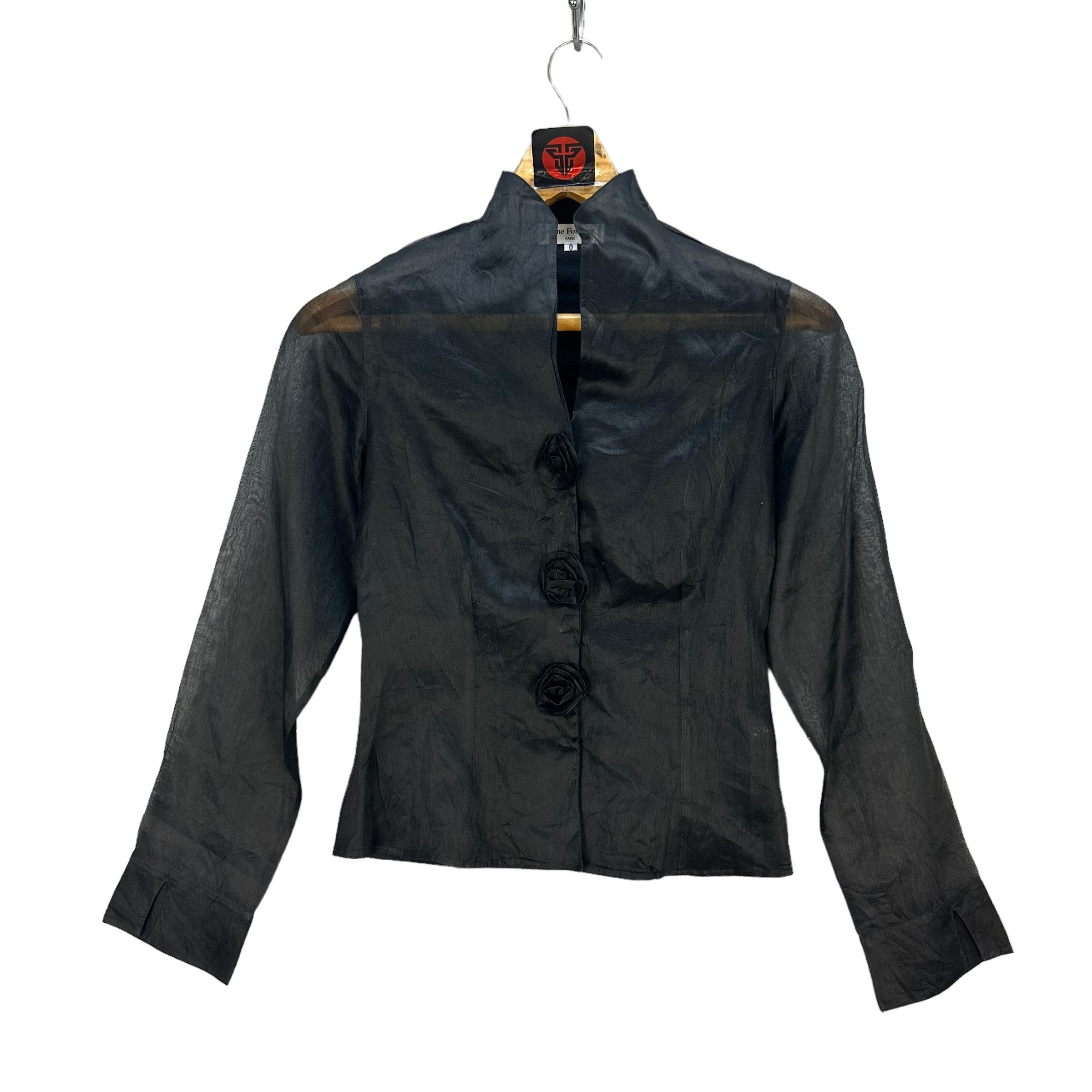 image of Avant Garde Anne Fontaine Paris Thin Shirt 7718-166 in Black, Women's (Size 2XS)