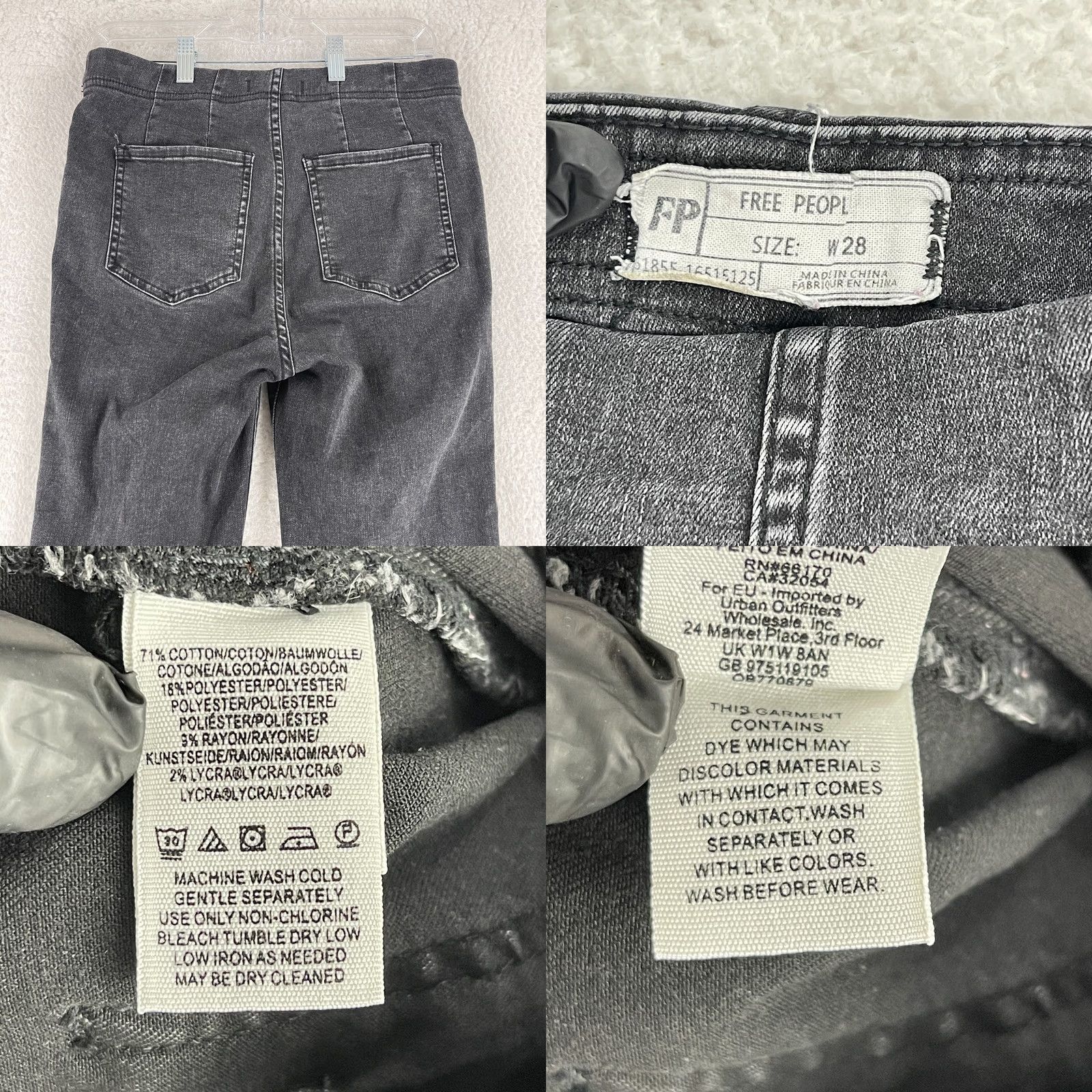 Free People Free People Jeans Womens 28 Black Denim Flare High-Rise Wide-Leg Casual Wool? Size 28" / US 6 / IT 42 - 9 Thumbnail