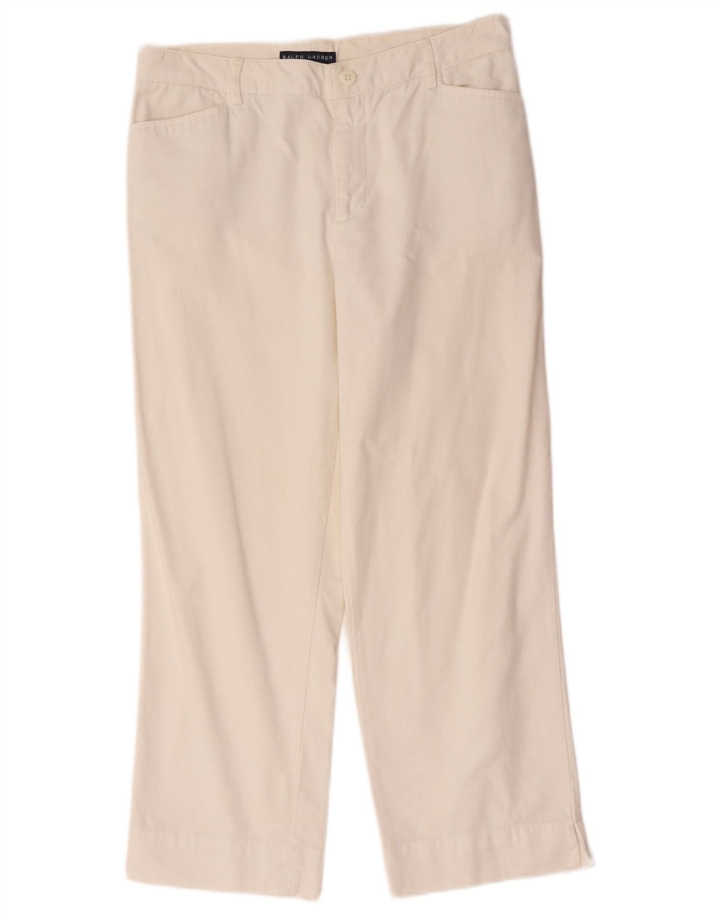 Ralph Lauren Womens Straight Cropped Trousers W30 L25 White Cotton Size 24" / US 00 / IT 34 - 1 Thumbnail