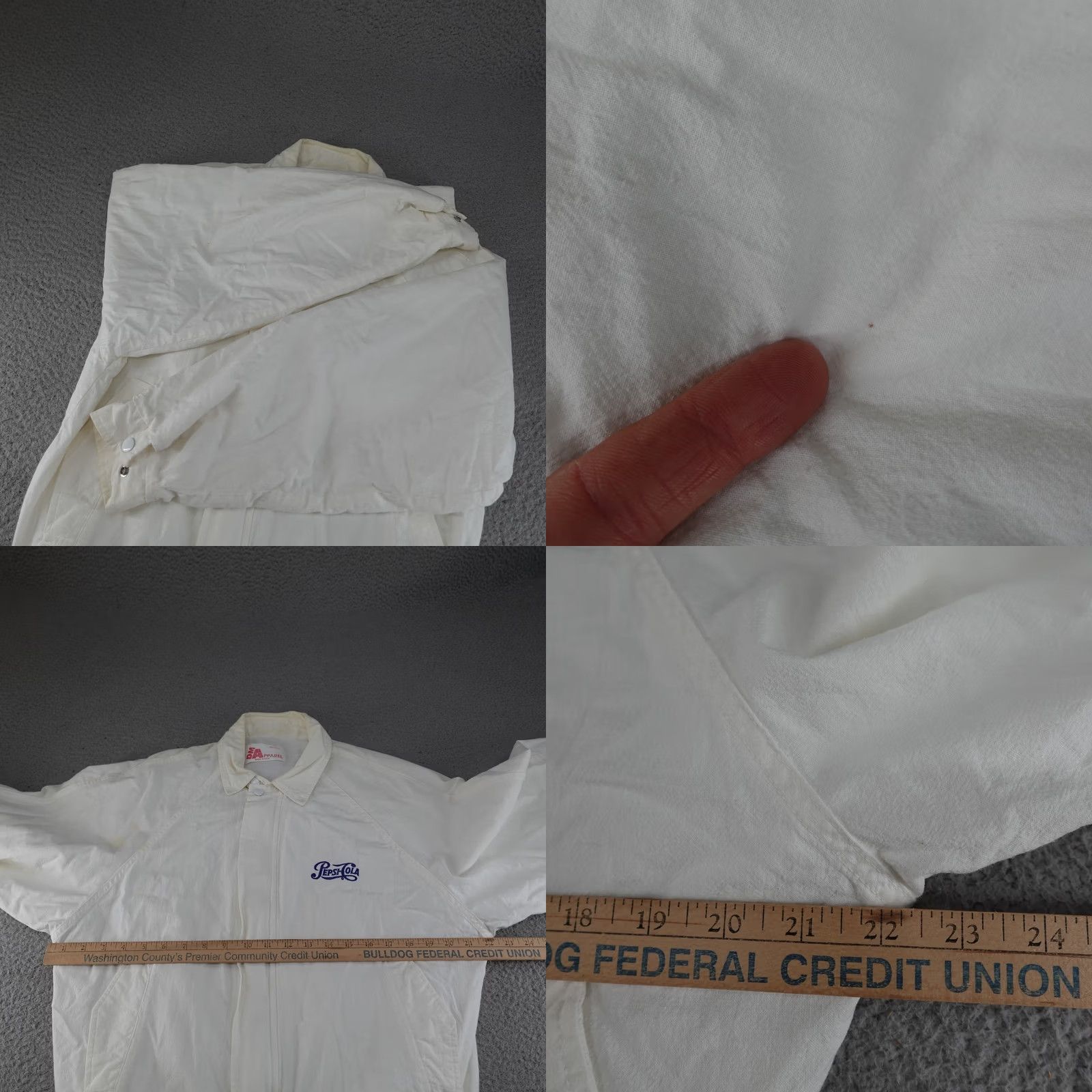 Vintage VINTAGE Pepsi Cola Bomber Jacket Mens M White 90s DM Apparel Snap Front Embroidered Logo Lined Pockets Elastic Waist Size US M / EU 48-50 / 2 - 8 Thumbnail