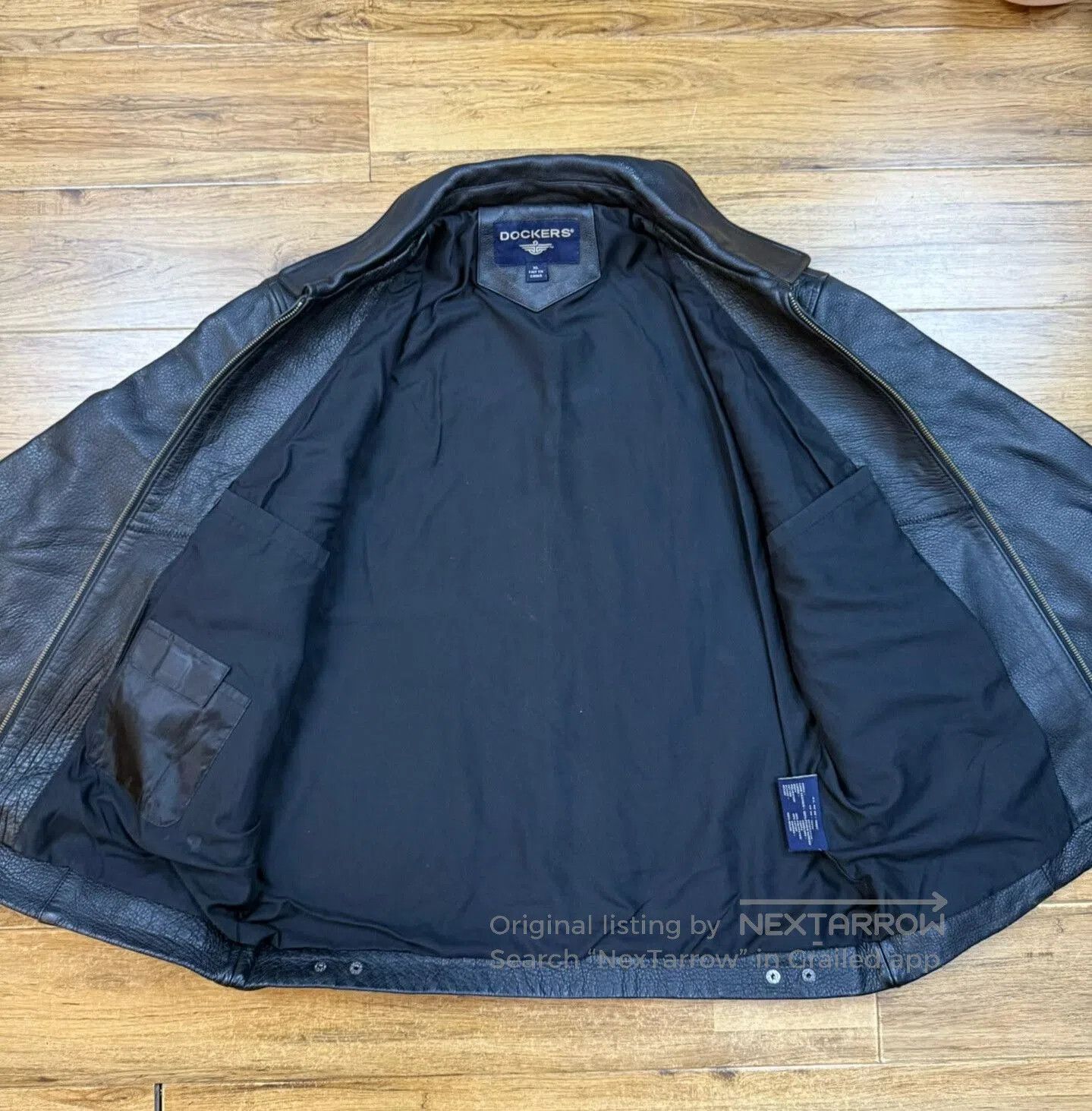 Dockers Classic Black Leather Business Casual Jacket. Size US XL / EU 56 / 4 - 3 Thumbnail