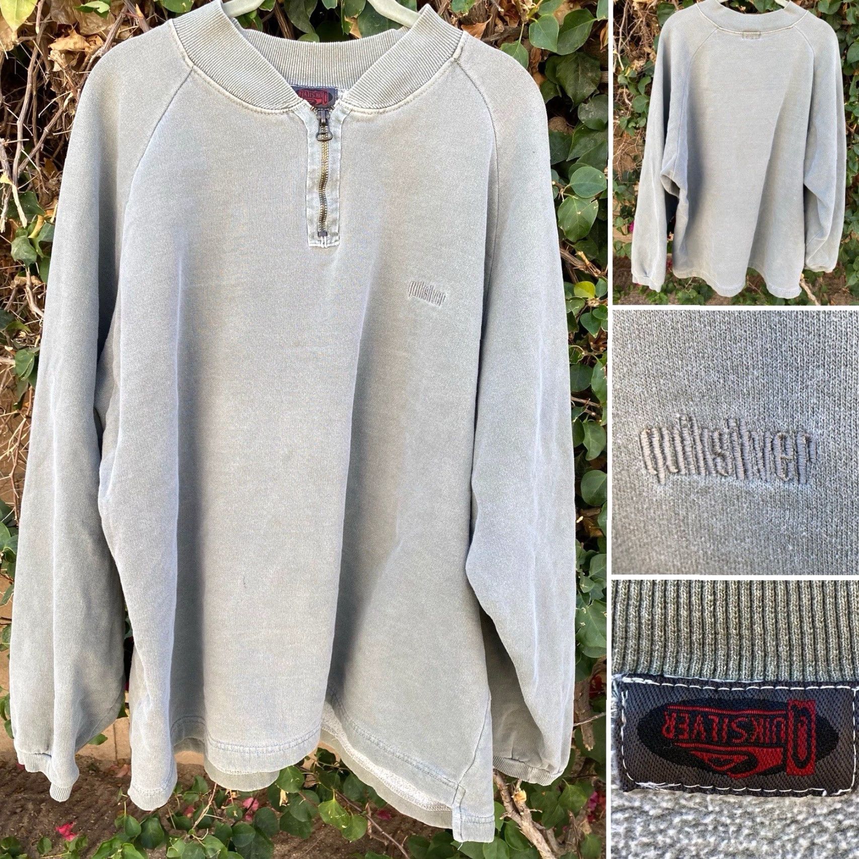 Quiksilver VINTAGE Quicksilver Sweatshirt Raglan Henley Zipper Pullover Green XL Men Long Sleeve Casual Beach 80s 90s Size US XL / EU 56 / 4 - 7 Thumbnail