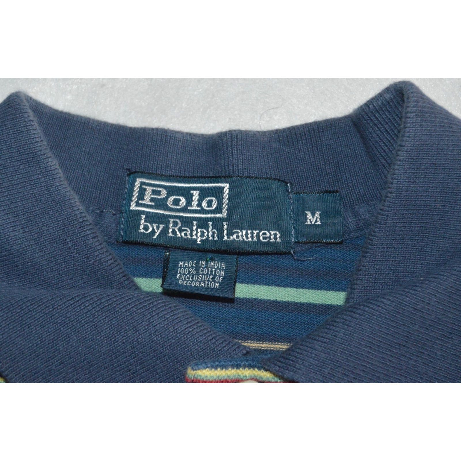Polo Ralph Lauren Vtg Polo Ralph Lauren Polo Shirt M Blue Stripe Cotton Mens Polo SS Shirt Size US M / EU 48-50 / 2 - 4 Thumbnail
