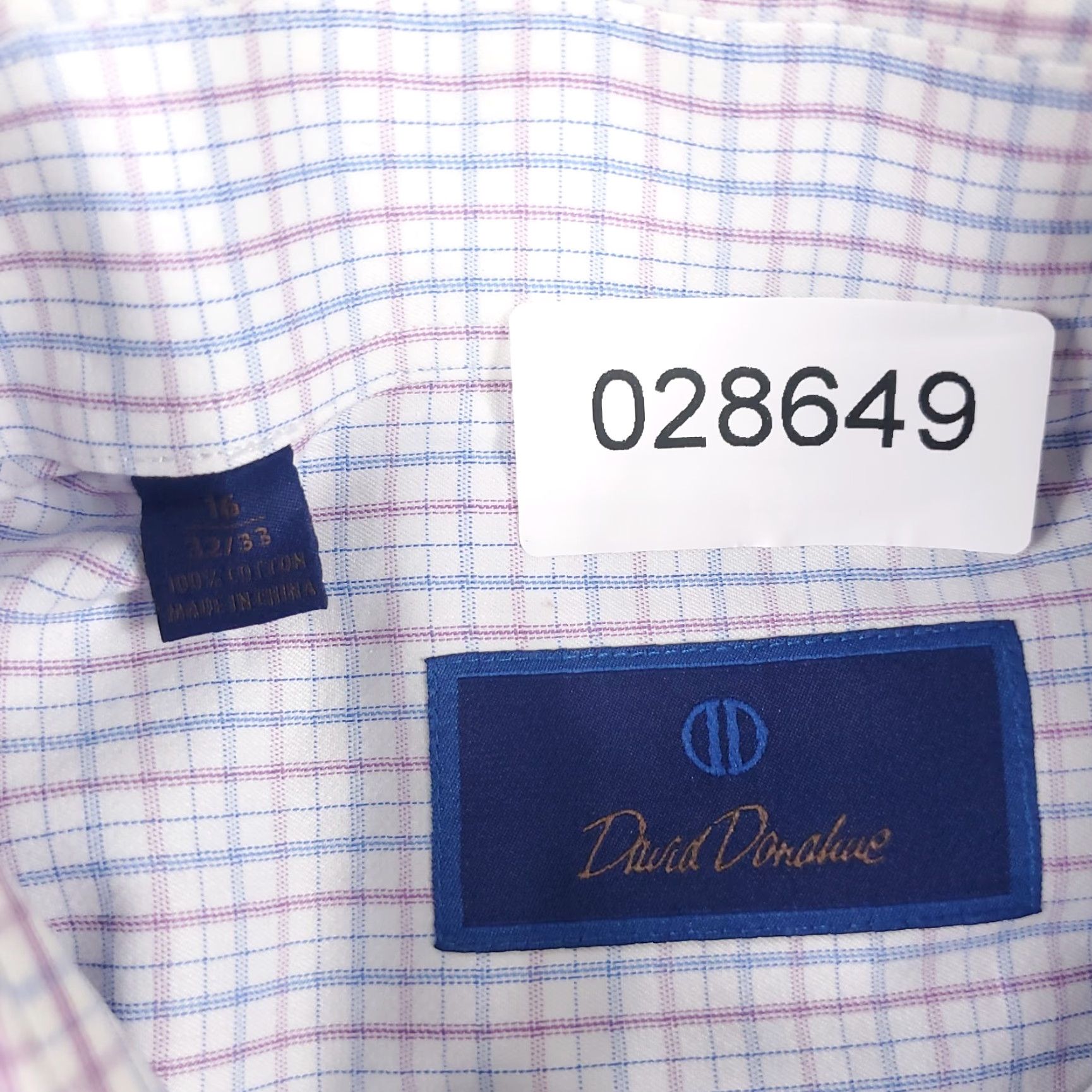 David Donahue David Donahue Shirt Mens 16 Blue Plaid Dress Button Up Long Sleeve Casual Formal Workwear Shirt Size 42R - 8 Thumbnail