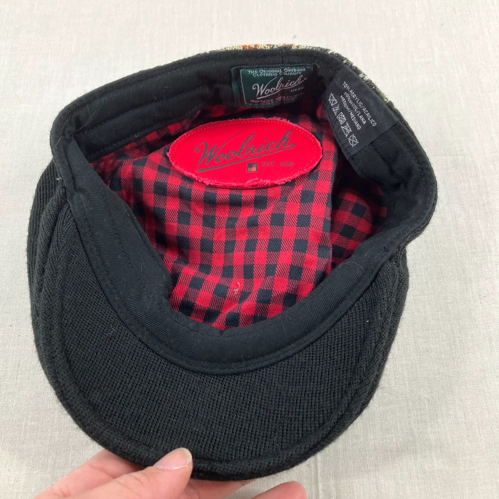 Vintage Woolrich Hat Mens Medium Red Fair Isle Wool Blend Beret News Boy Newsie Gatsby Cap Size ONE SIZE - 6 Thumbnail