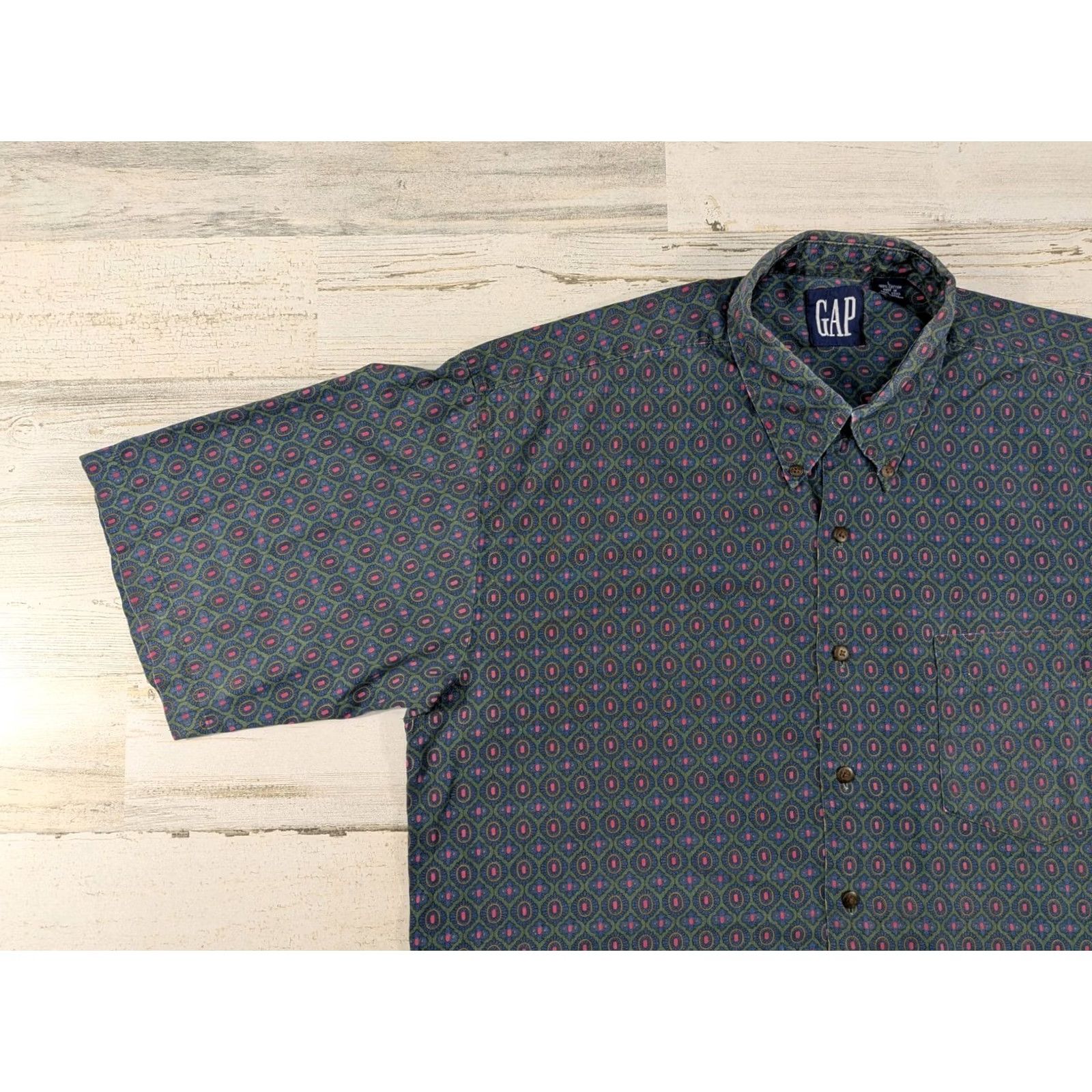 Gap VINTAGE Gap Shirt Mens Large Patterned Geometric Button-Down Shirt Size US L / EU 52-54 / 3 - 4 Thumbnail