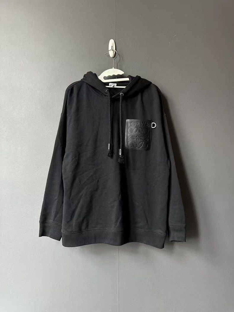 Loewe loewe Black leather patch hoodie 2506-Nextarrow Size US M / EU 48-50 / 2 - 1 Thumbnail