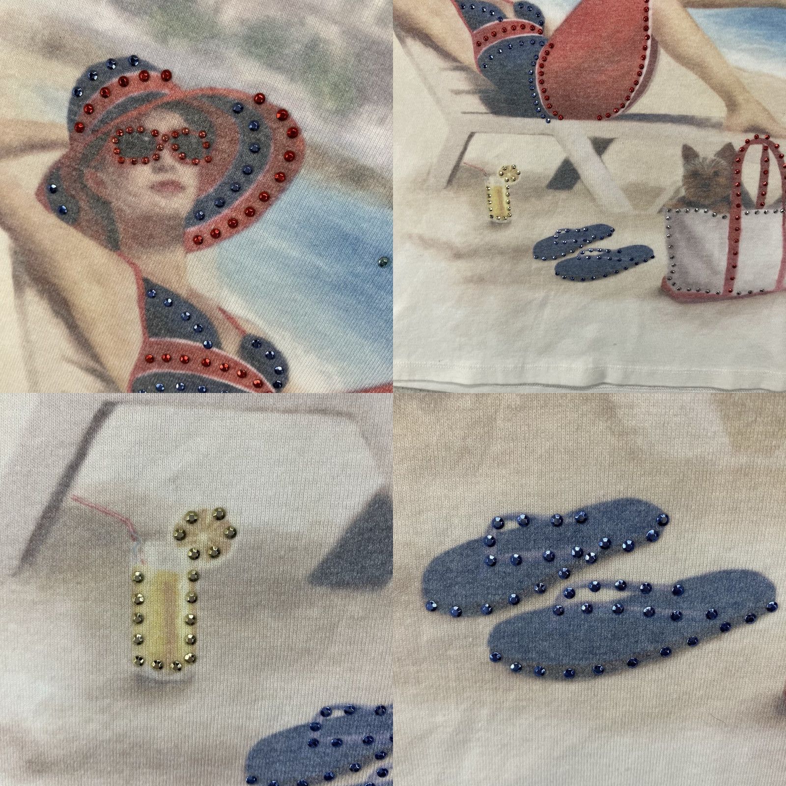 Vintage VINTAGE Karen Scott Shirt XL White Beach Cityscape Scenery Bling Rhinestone Knit Polyester Cotton 90s Retro Geometric Womens Size XL / US 12-14 / IT 48-50 - 8 Thumbnail