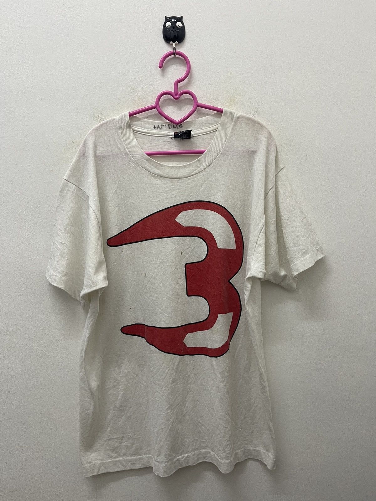 image of Fruit Of The Loom x Made In USA Vintage 1993 Chicago Bulls 3-Peat Graphic Tee in White (Size Large)