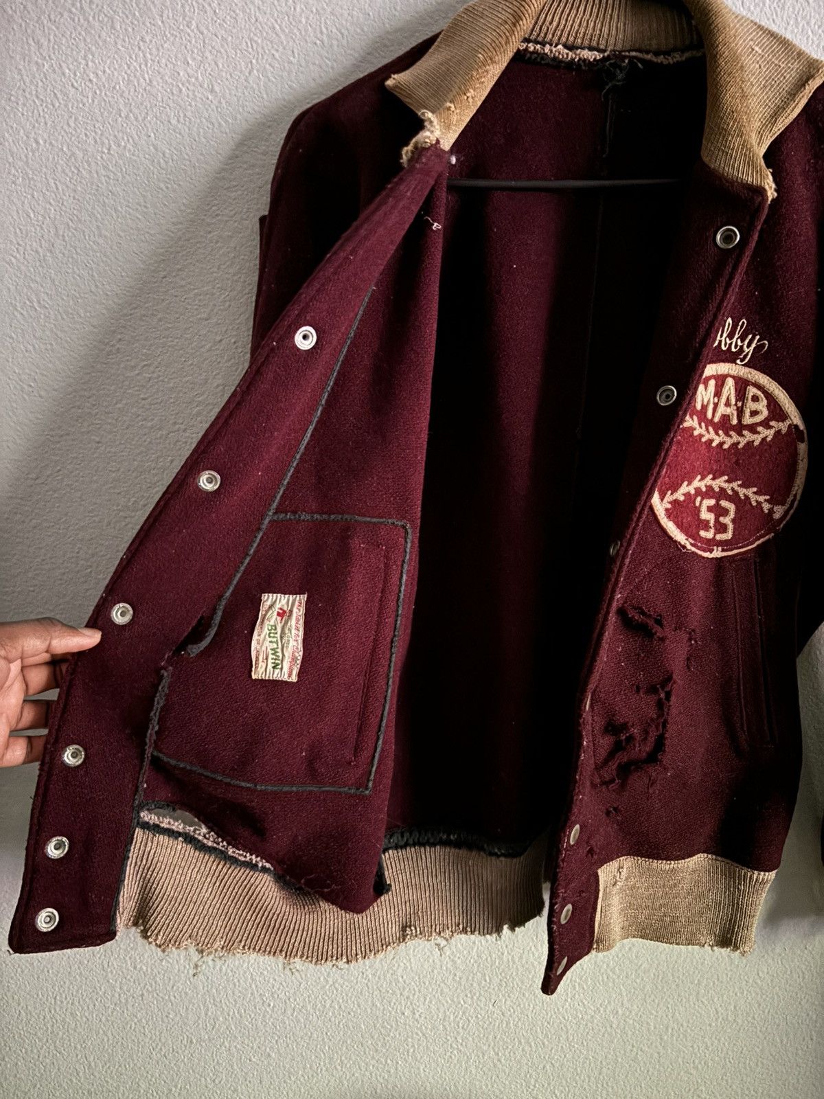 Vintage True Vintage 50s Butwin Thrashed Varsity Jacket Size US XL / EU 56 / 4 - 8 Thumbnail