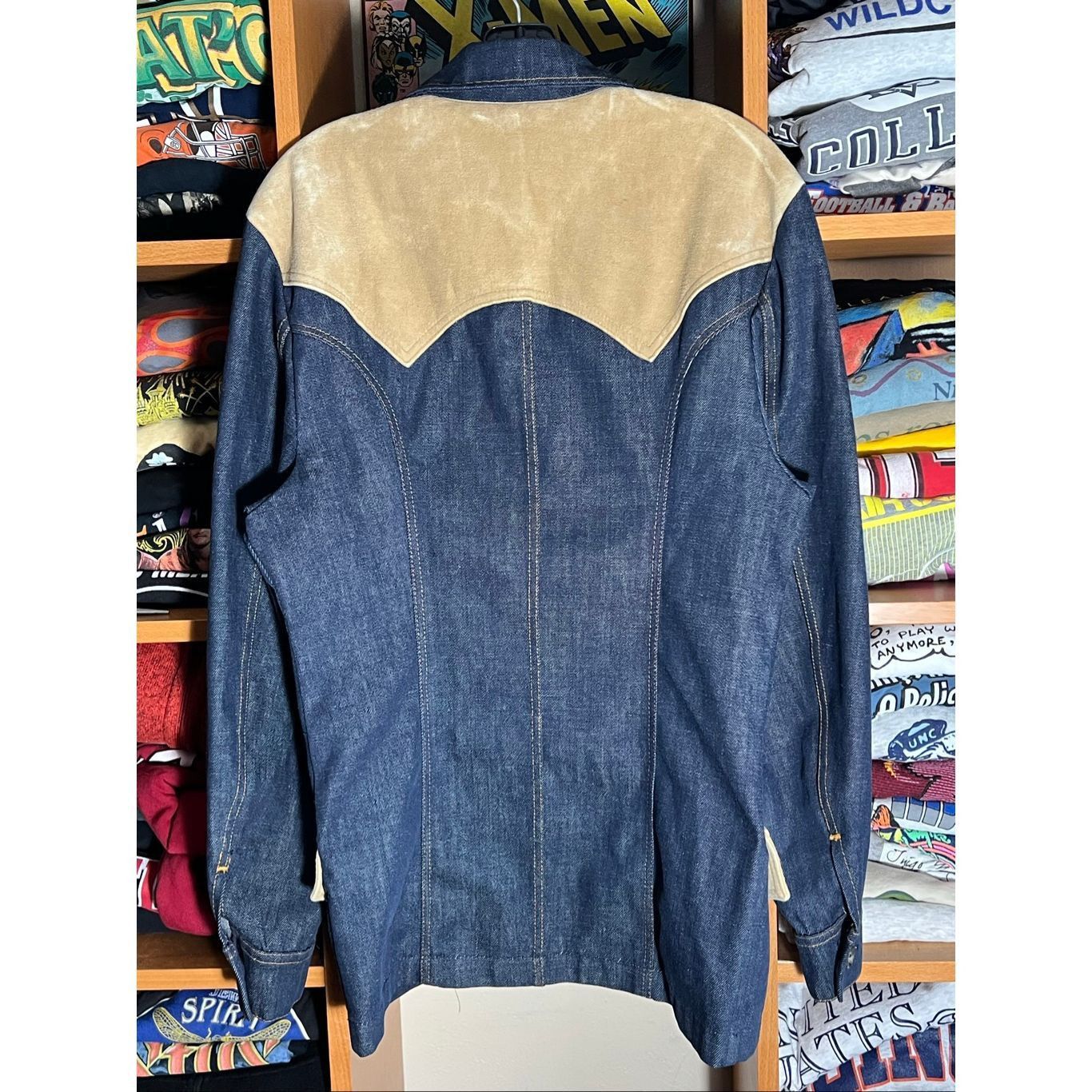 Vtg Men’s 70s Lee Blue Denim Suit Jacket Blazer Western Disc
