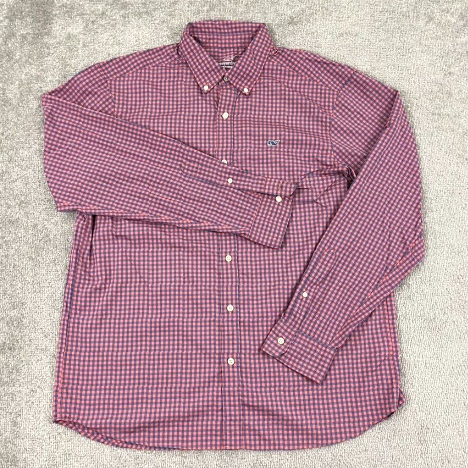 Vineyard Vines Vineyard Vines Shirt Mens Large Pink Blue Check Performance Button-Down Preppy Size US L / EU 52-54 / 3 - 4 Thumbnail