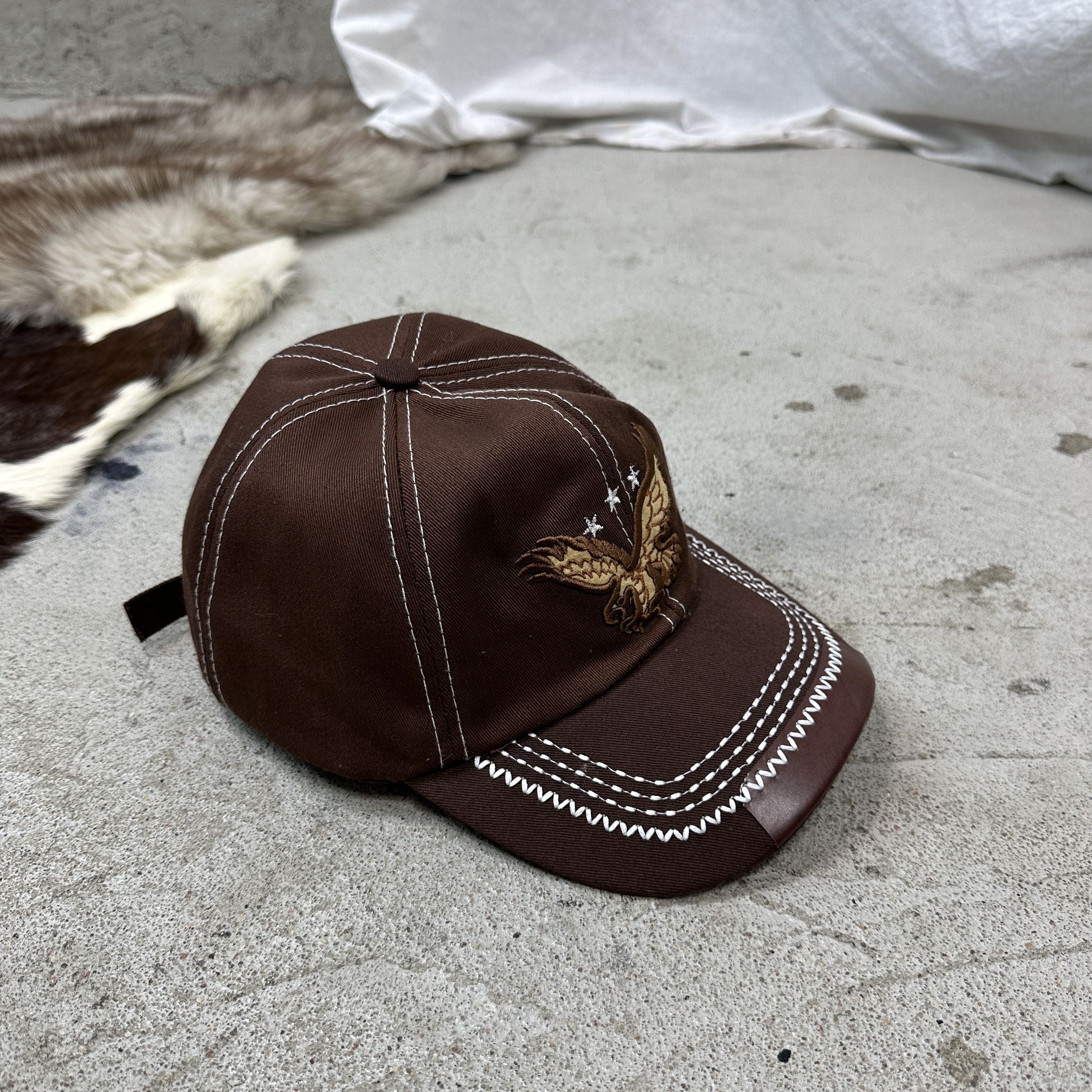 Vintage Vintage Streetwear Sporty Skater Brown Eagle Cap 90s Size ONE SIZE - 3 Thumbnail