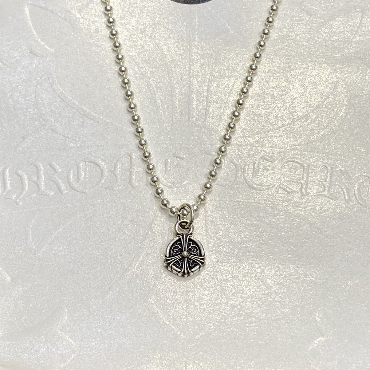 Chrome Hearts Peace Sign ball chain necklace silver