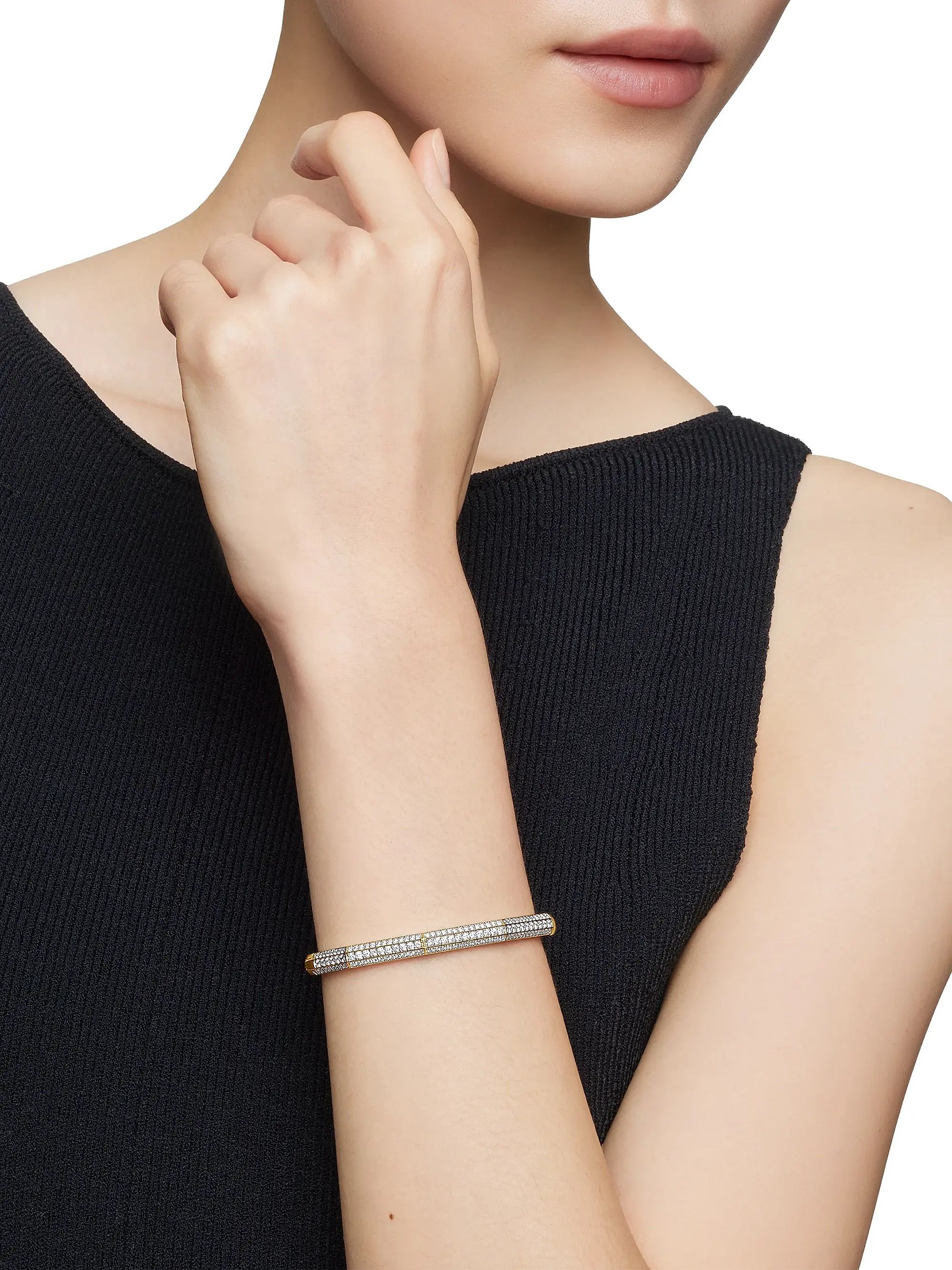 David Yurman oc11z0625 Size: S / Carlyle 18K Gold & Diamonds Bracelet Size ONE SIZE - 8 Thumbnail