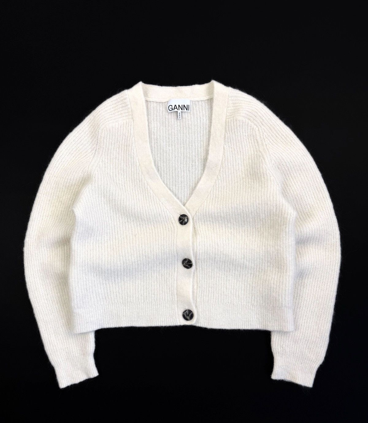 Ganni GANNI Alpaca Wool Knit Cardigan Cream Sweater Designer Size S / US 4 / IT 40 - 1 Thumbnail