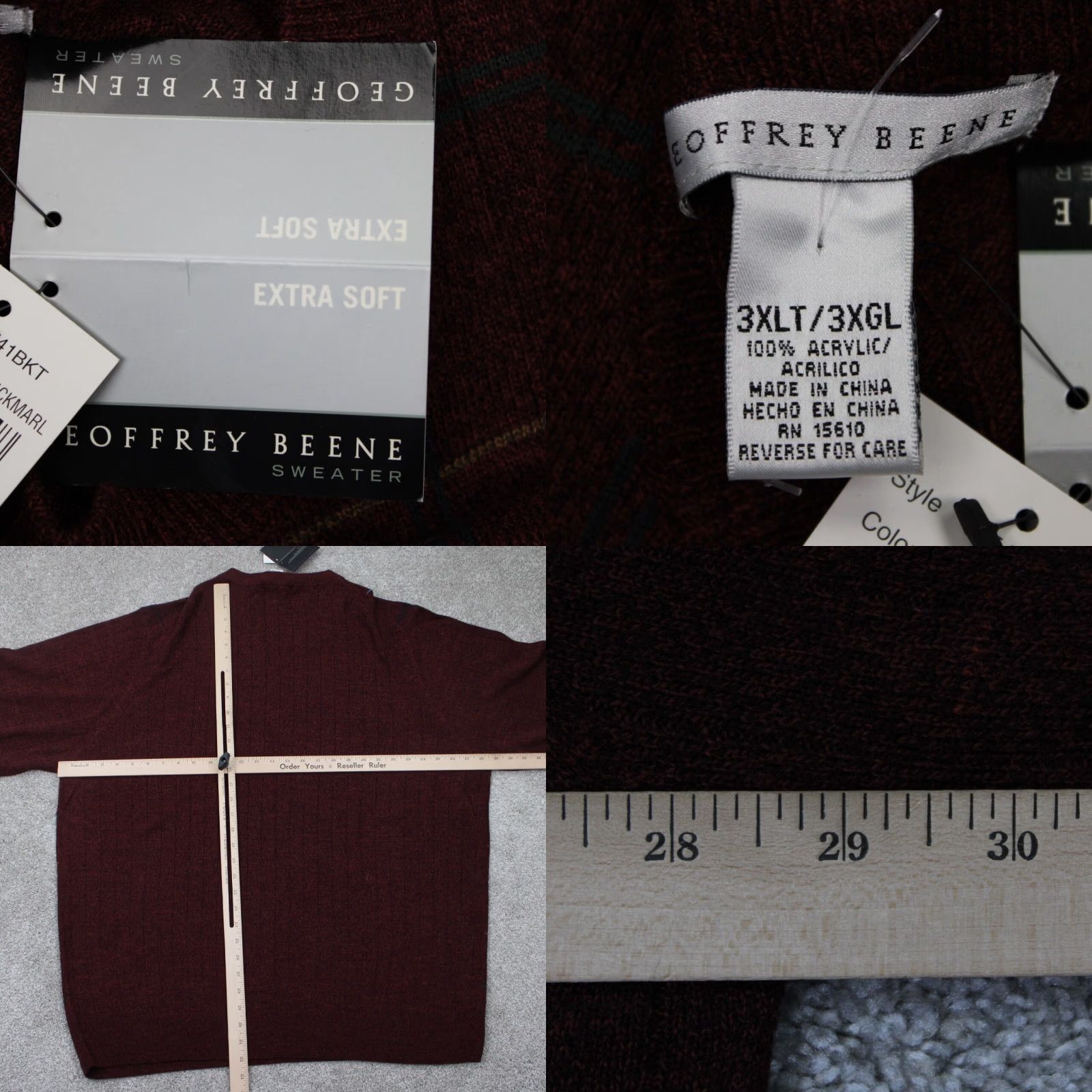 Geoffrey Beene Geoffrey Beene Sweater Mens 3XLT XXXL-Tall Red Acrylic L/S Pullover Knit Geometric Pattern Vintage: No Men’s 3XLT Big & Tall Size US XXL / EU 58 / 5 - 8 Thumbnail