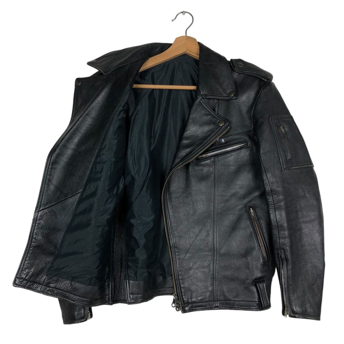 Japanese Brand 🔥VINTAGE LEATHER JACKET BIKER DOUBLE COLLAR ISSEY MIYAKE Size US M / EU 48-50 / 2 - 14 Thumbnail