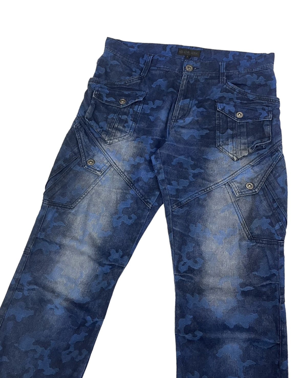 image of In The Attic x Ppfm Intheattic Japan Camo Cargo Jeans in Blue, Men's (Size 34)