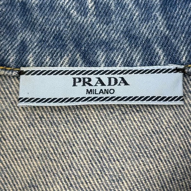 Prada Prada Size 38 Washed blue metal triangle denim jacket 2502 Size US XS / EU 42 / 0 - 5 Thumbnail