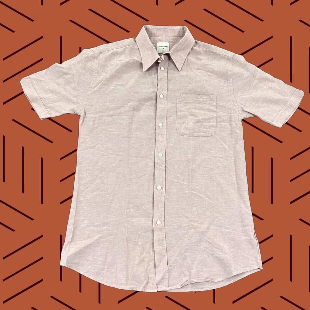 Vintage Samuel Windsor Shirt Mens Medium Pale Pink Linen Blend Button Up Casual Preppy Size US M / EU 48-50 / 2 - 1 Thumbnail