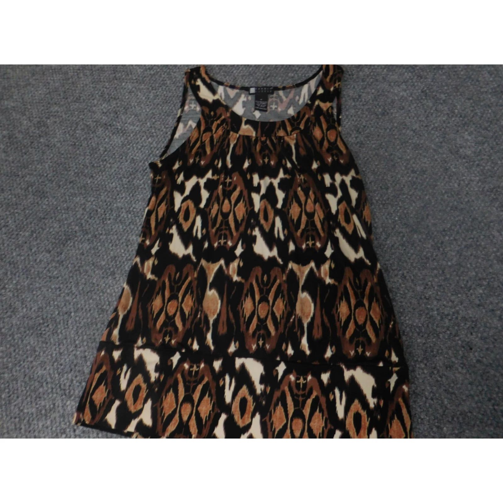 Vintage Serenade Carole Little Womens Tank Small Brown Pullover Geometric Ruffle Collared Sleeveless Polyester Casual Vintage: No Size S / US 4 / IT 40 - 2 Thumbnail
