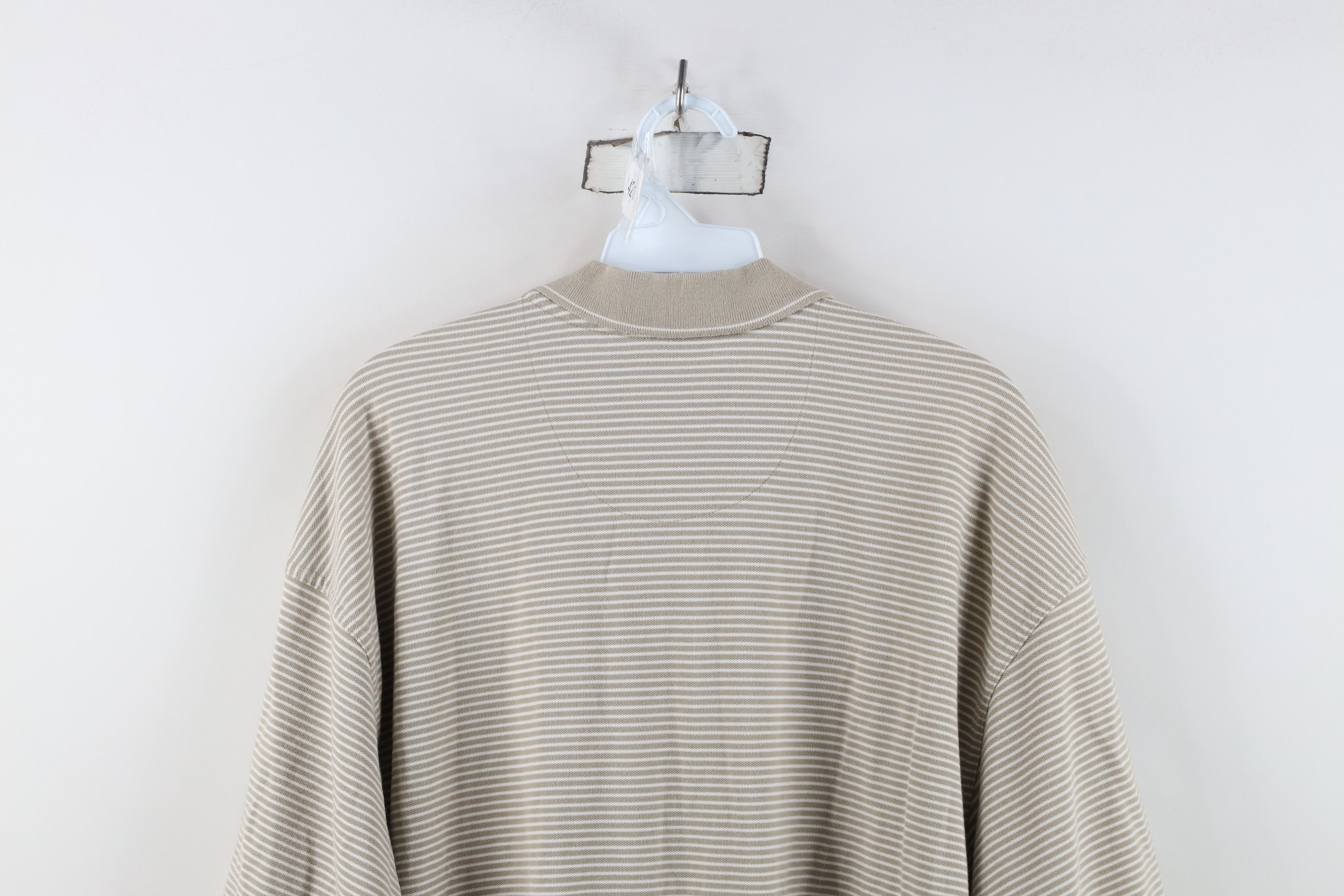 Nike Vintage Nike Golf Scott Mini Swoosh Striped Knit Polo Beige Size US XL / EU 56 / 4 - 12 Thumbnail