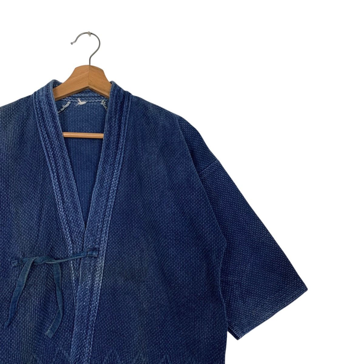 Vintage 90's Blue Indigo Sashiko Thick Weave Kimono Jacket 2767-C125 Size US M / EU 48-50 / 2 - 4 Thumbnail