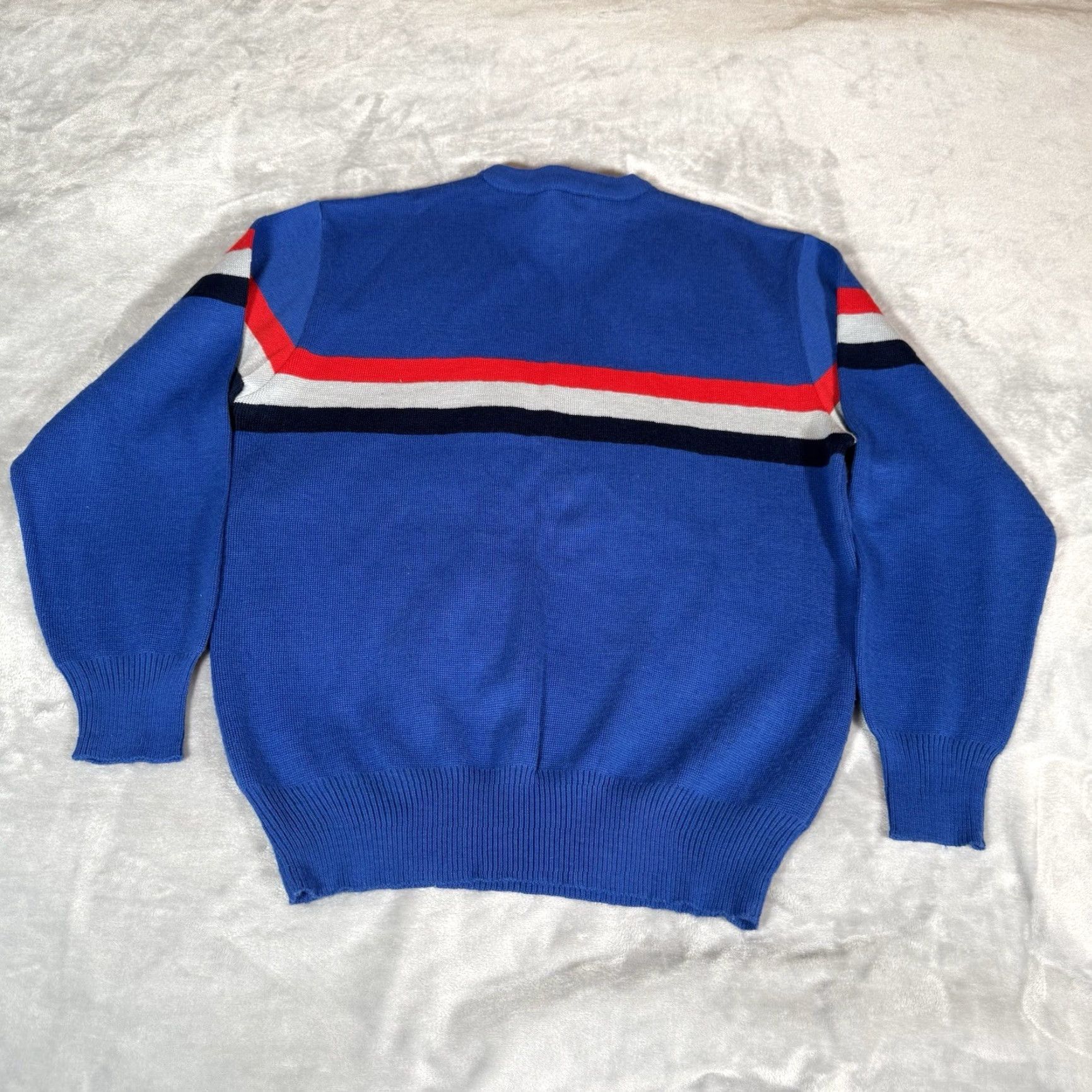 Vintage VINTAGE Hermans Striped Crewneck Sweater Mens Slim L Blue 90s Size US L / EU 52-54 / 3 - 4 Thumbnail