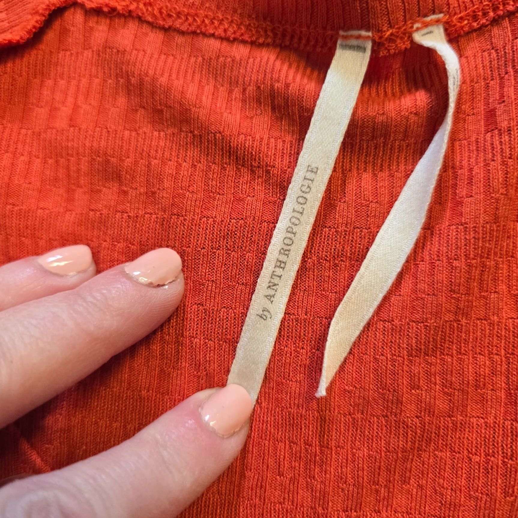 Anthropologie Anthropologie Blouse Womens XS Orange Textured Ruched Crop V Neck Casual Basic Knit Shirt Modern Classic Summer Spring Womens Size XS / US 0-2 / IT 36-38 - 4 Thumbnail