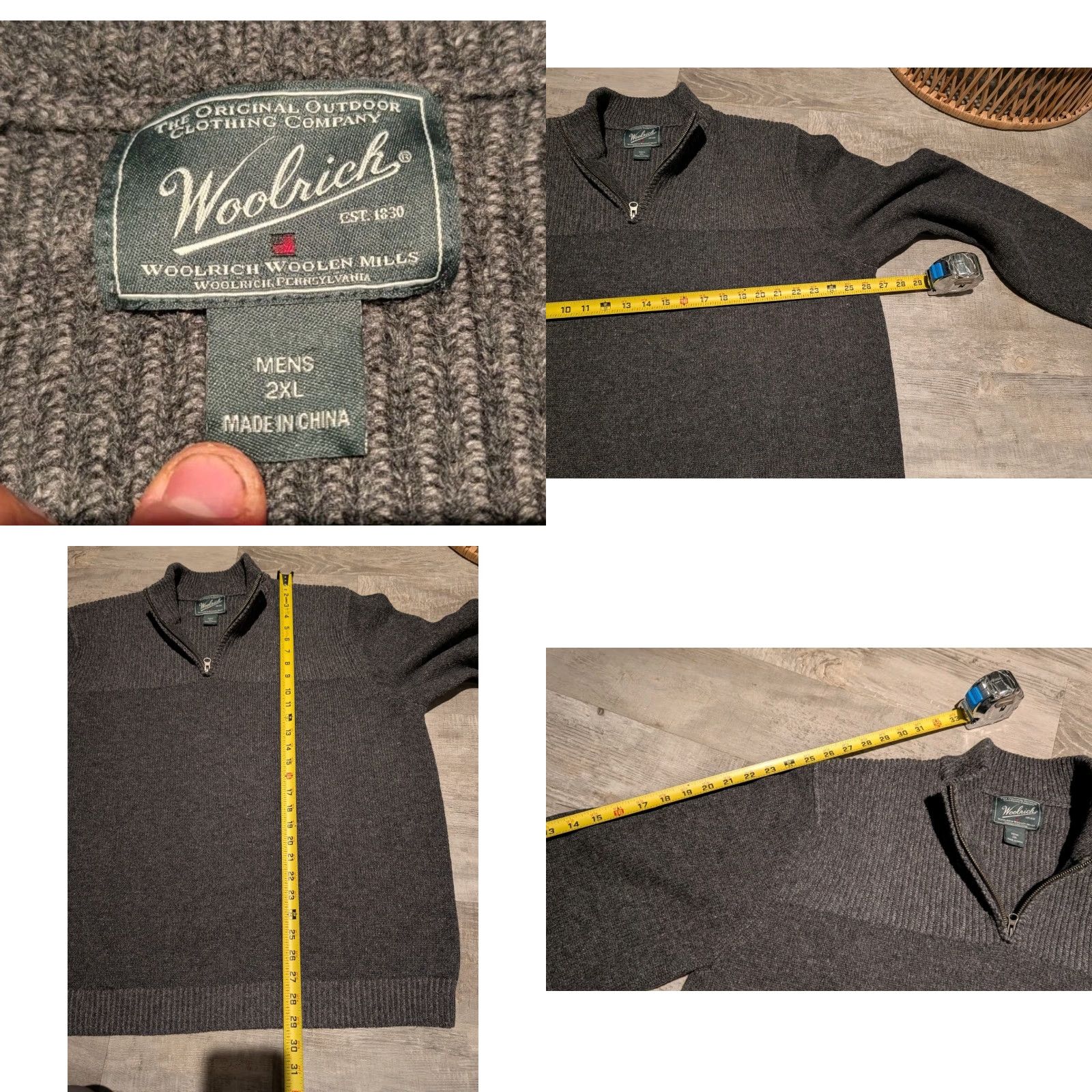 Vintage VINTAGE Woolrich Wool Blend 1/4 Zip Sweater 2XL Charcoal Gray Men's Heavyweight Pullover Outdoor Classic Size US XXL / EU 58 / 5 - 8 Thumbnail