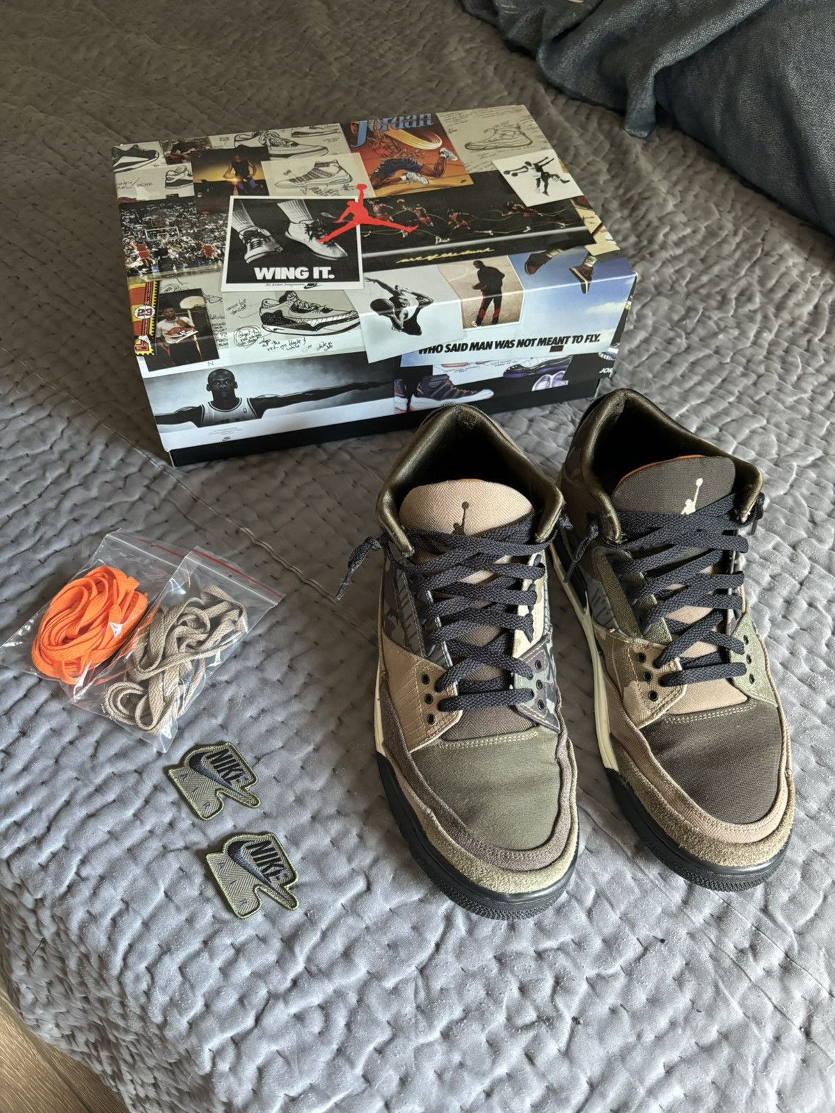 image of Jordan Brand 3 Retro Se Patchwork Camo Shoes, Men's (Size 11)