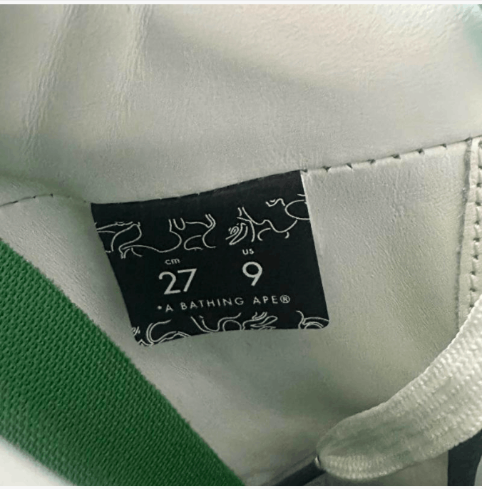 Bape A BATHING APE low-top men's white and green Size US 9.5 / EU 42-43 - 3 Thumbnail