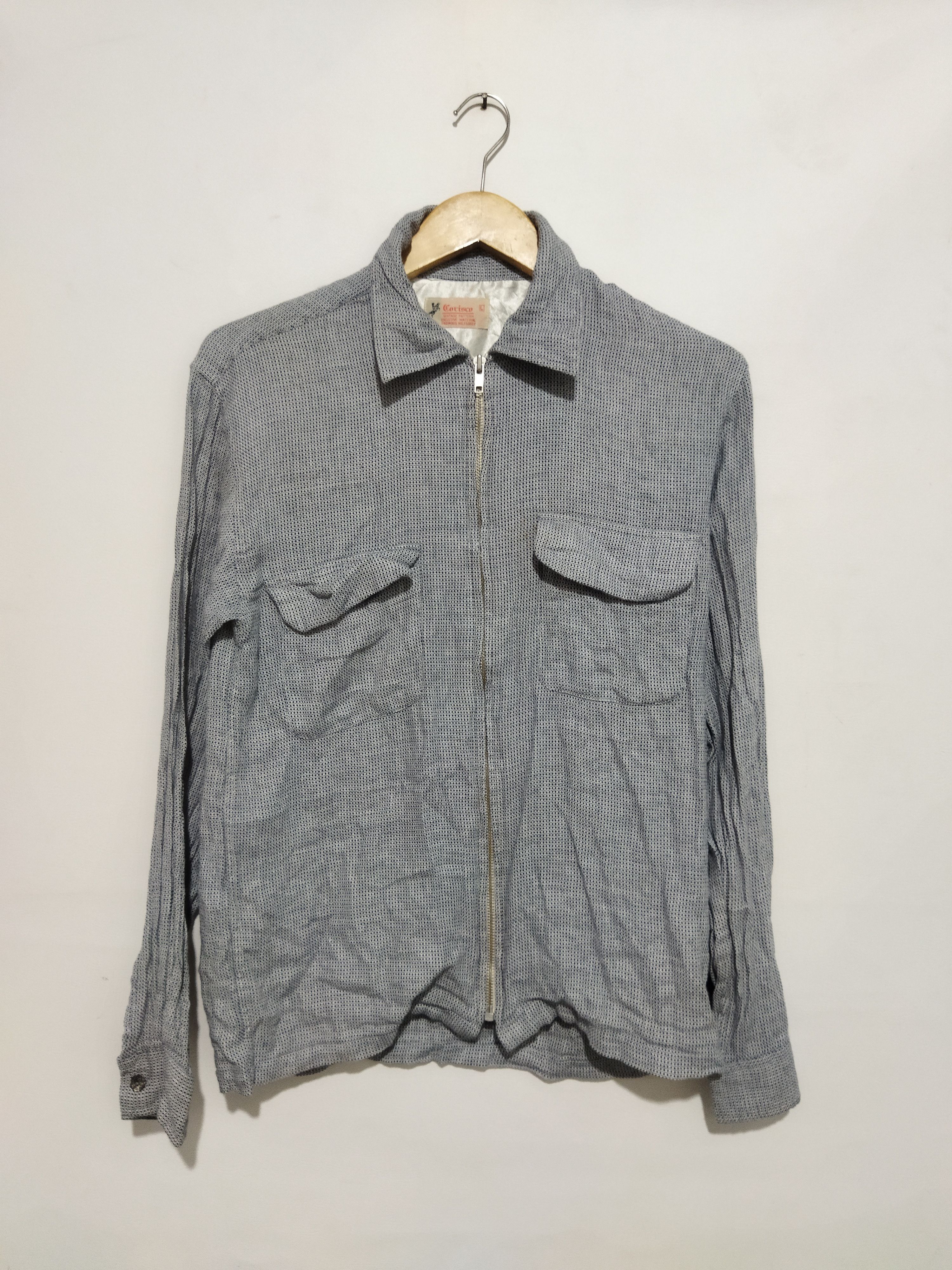 Japanese Brand Corisco Full-Zip Work Shirt–Houndstooth Grey Size US L / EU 52-54 / 3 - 1 Thumbnail