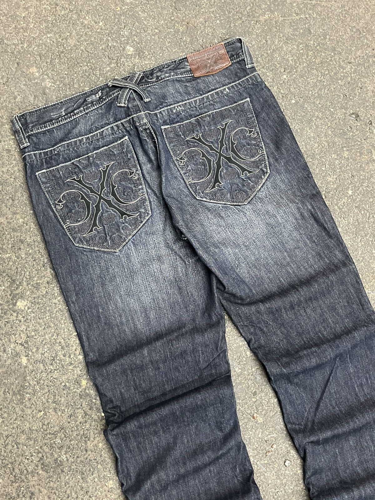 Vintage Y2k baggy fit embroidered denim skater hype rare opium Size US 36 / EU 52 - 3 Thumbnail