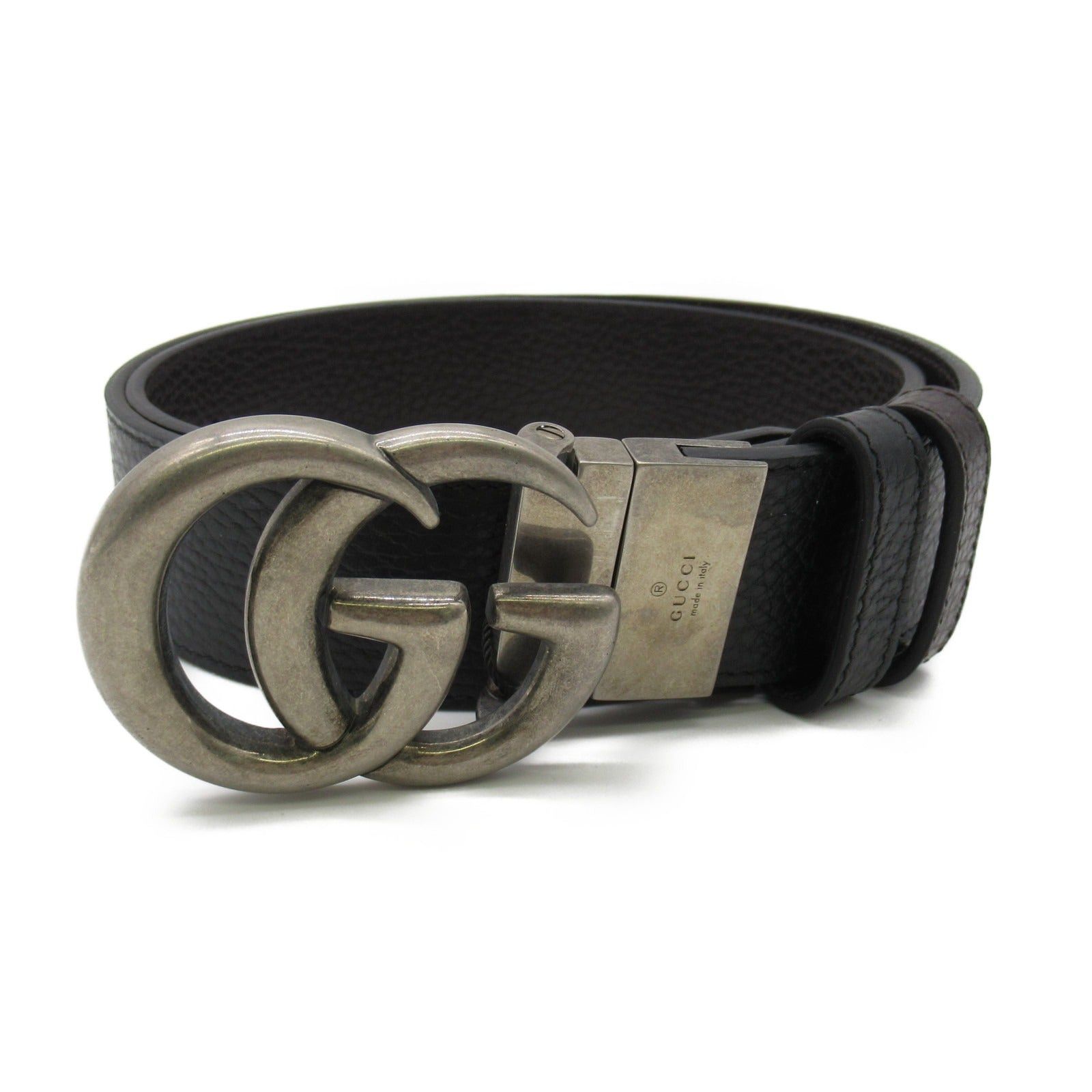 Gucci Gucci Gg Marmont Reversible Belt Leather Black Brown Size ONE SIZE - 1 Thumbnail