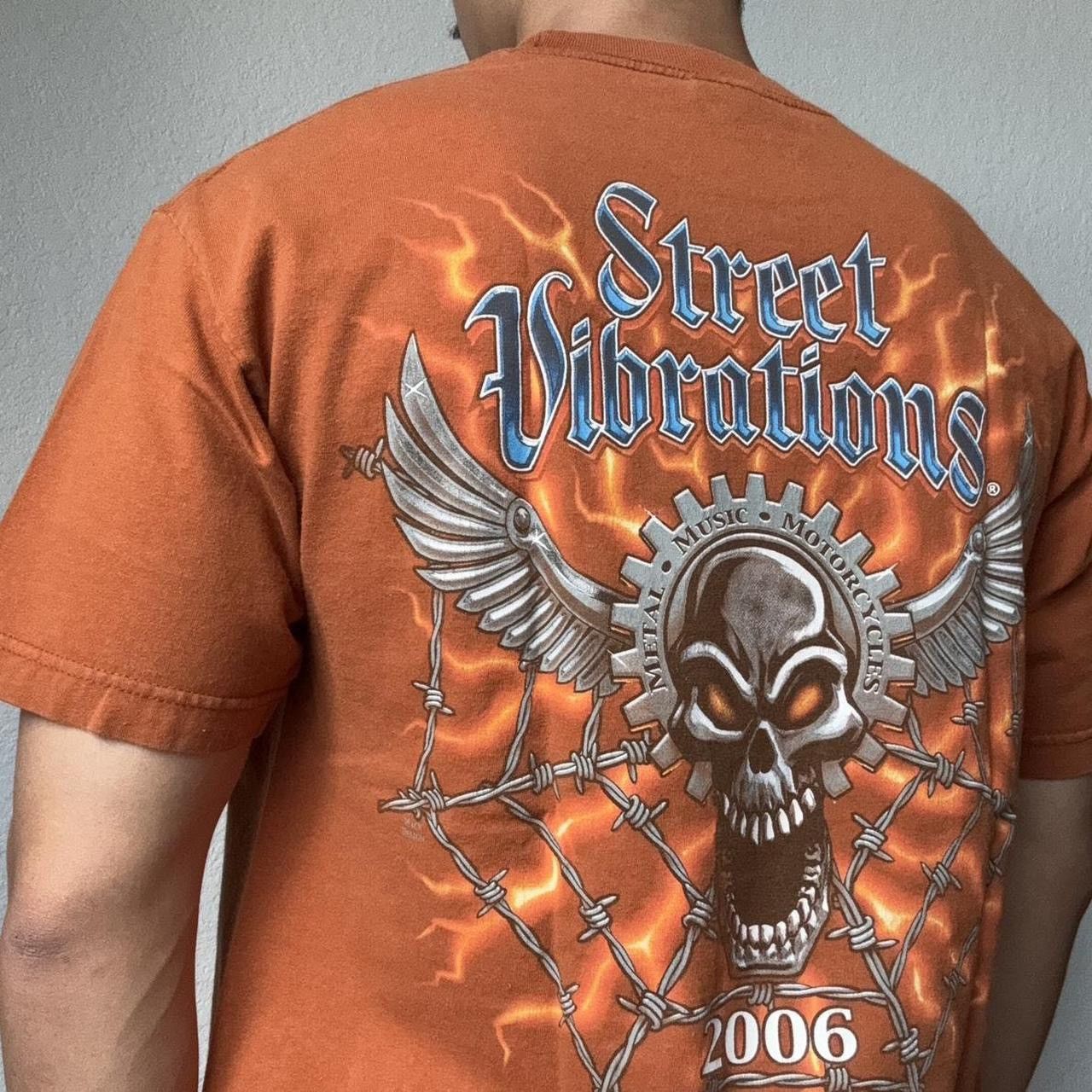 Vintage Vintage 2006 Street Vibrations Graphics Orange Tee Shirt Size US L / EU 52-54 / 3 - 7 Thumbnail