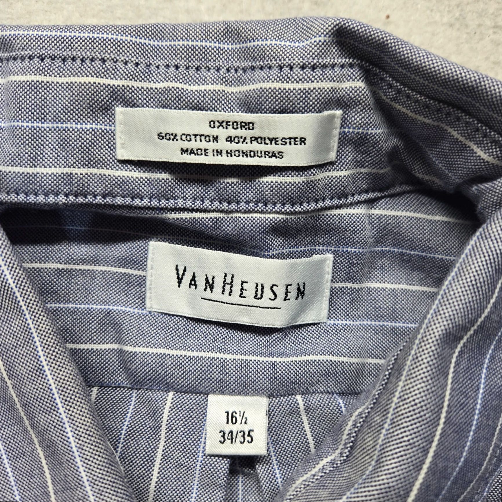 Van Heusen Vintage Van Heusen Blue Striped Dress Shirt Men’s 16.5 Long Sleeve Regular Fit Business Formal Size 42R - 3 Thumbnail