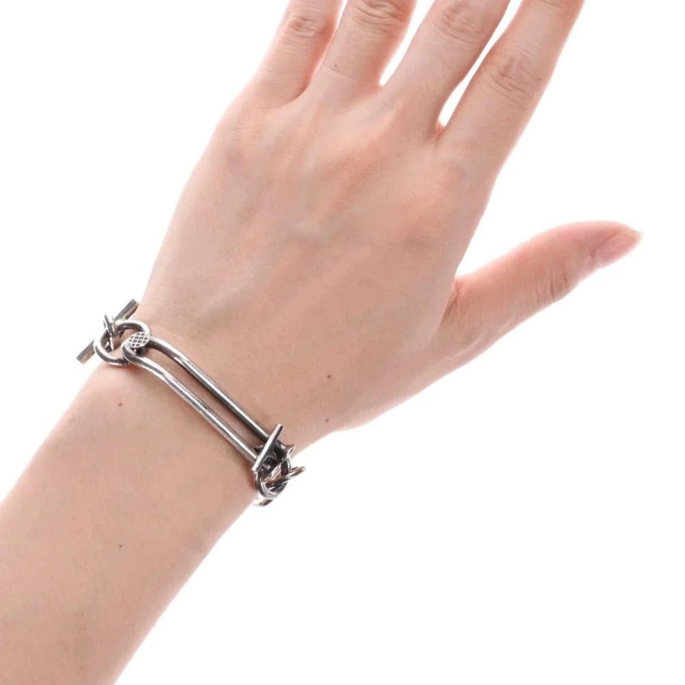 Guidi Guidi Distressed Double Nail Silver M-18 Bracelet Size ONE SIZE - 5 Thumbnail