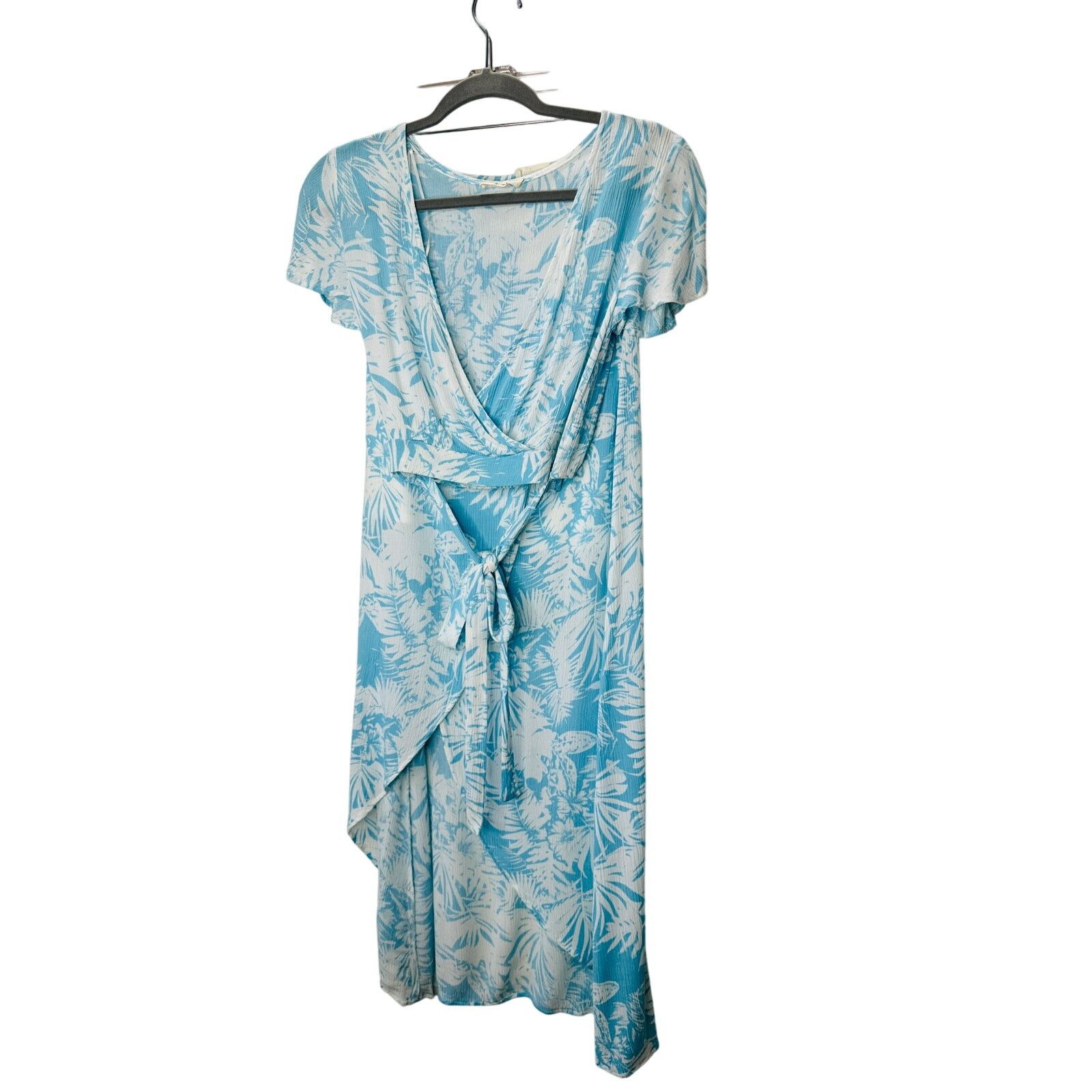 Other Sugarcloth SET Ivory Blue Floral Crop Top & Faux Wrap Skirt Size 27" / US 4 / IT 40 - 2 Thumbnail