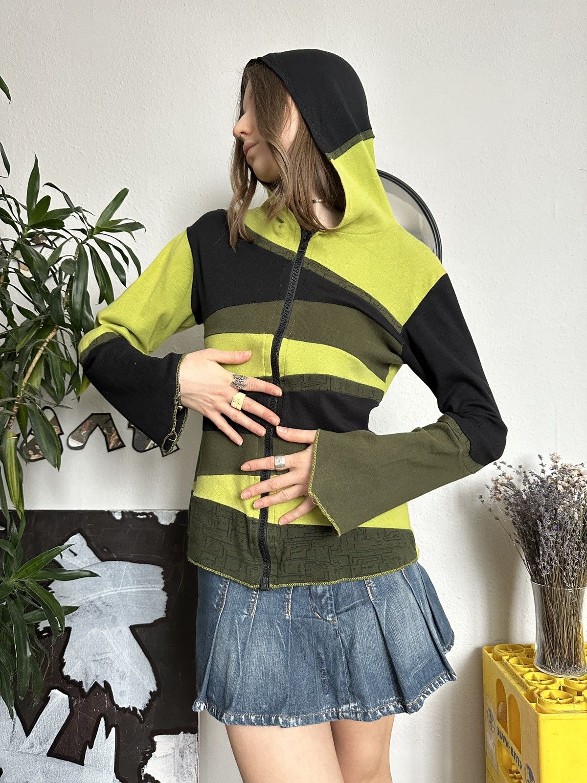 Japanese Brand × Vintage Vintage Y2K Patchwork Fairy Hoodie Streetwear Size ONE SIZE - 1 Thumbnail